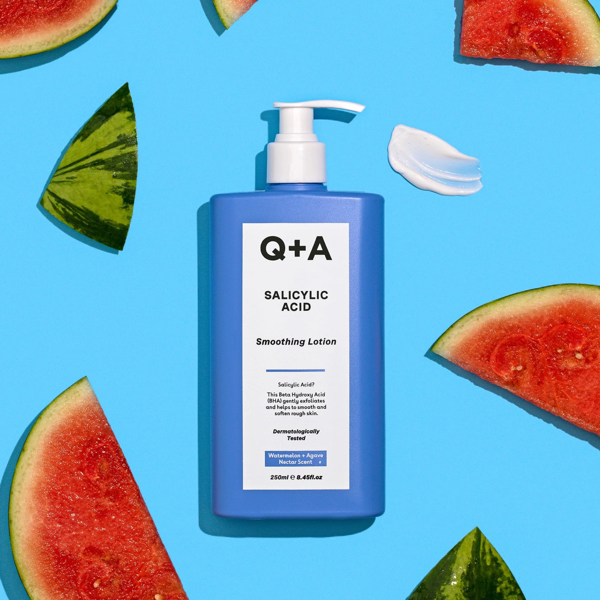 Lozione Levigante all'Acido Salicilico Q+A per la Cura Mirata del Corpo, un BHA che esfolia la pelle, contrasta il 'backne' e la texture indesiderata, favorisce una pelle più liscia e sana, 250ml