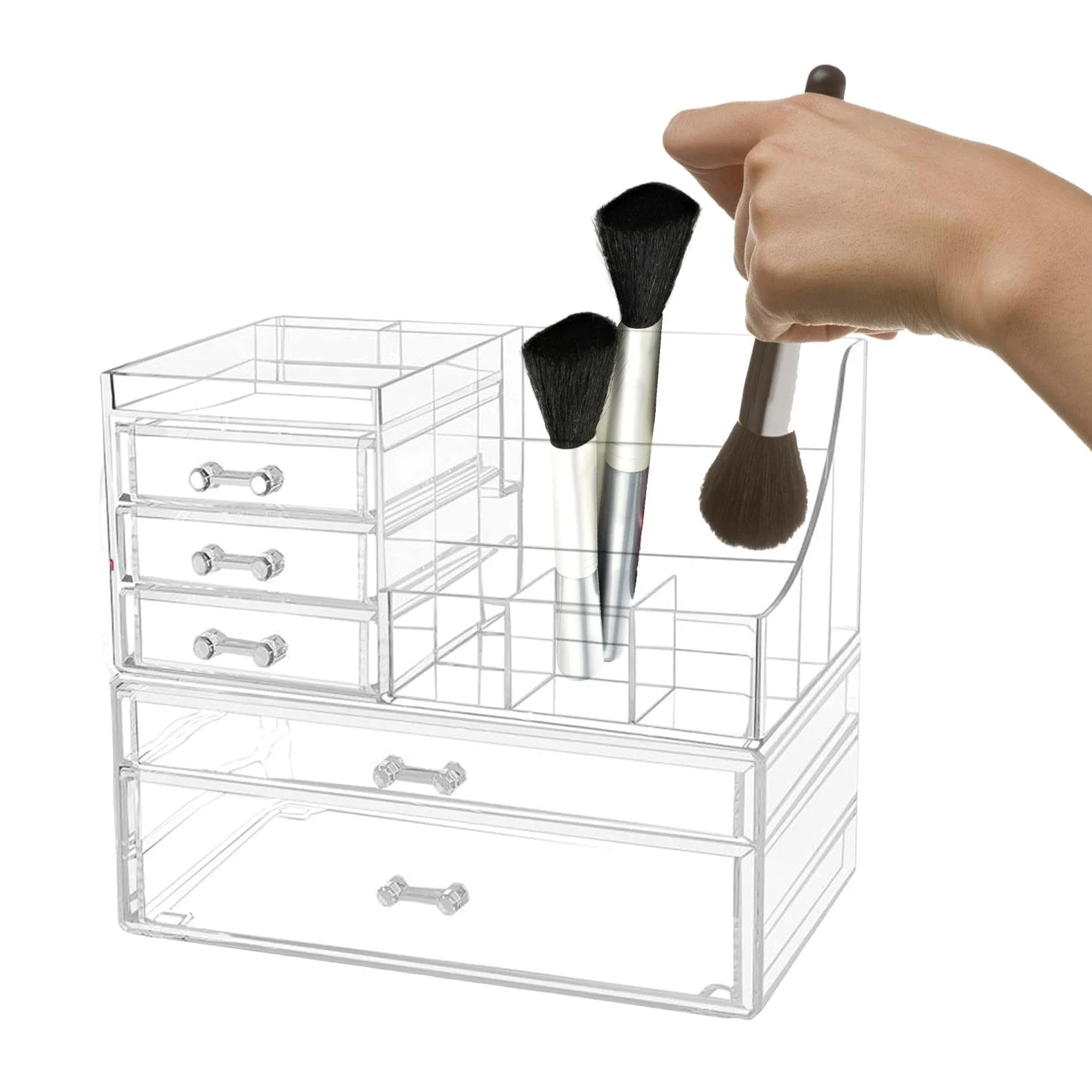 KUWAI - Espositore in acrilico trasparente, porta trucchi e organizer, organizer per cassetti in acrilico, scatola trasparente per cosmetici, organizer per trucchi, cassettiera da scrivania | organizer per cassetti in acrilico, scatola trasparente per cos