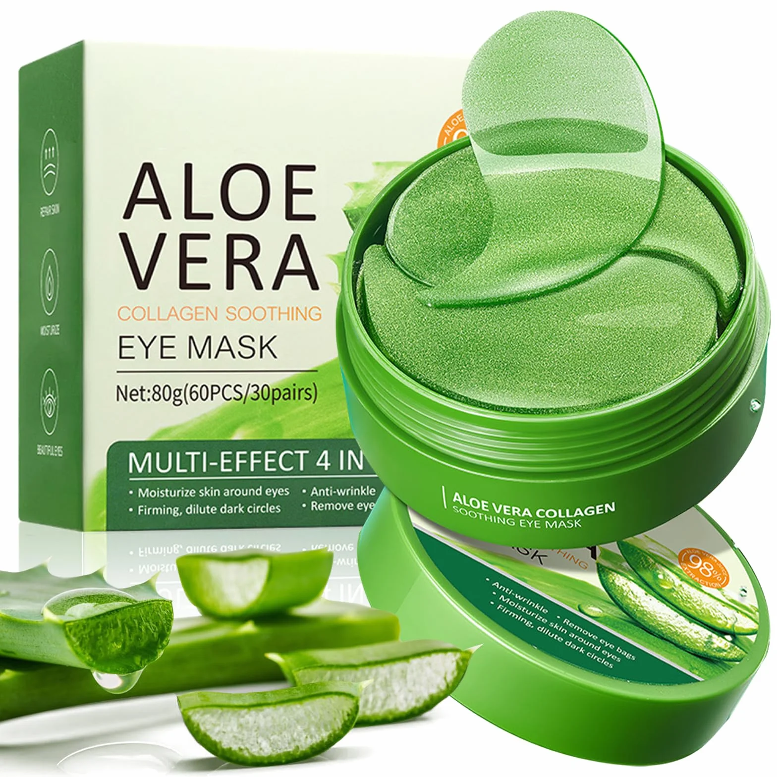 Patch Occhi Idratanti con Aloe Vera e Collagene, 60 Pezzi Maschera Occhiaie e Borse Effetto Defaticante, Trattamento Contorno Occhi Antirughe per Uomo e Donna, Patch Idrogel per Rughe e Linee Sottili