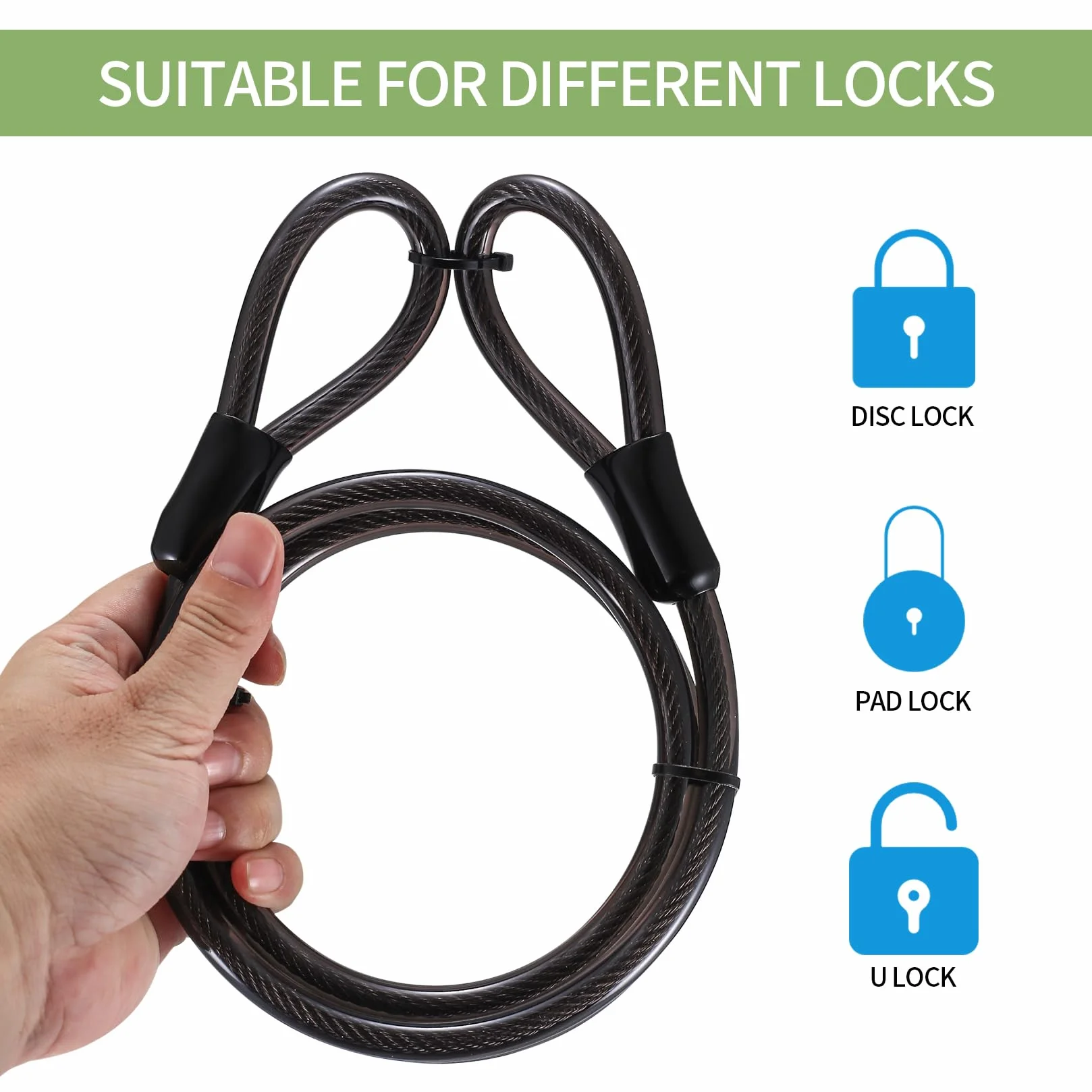 Lucchetto a combinazione 1,25 m 10 mm diametro nucleo in acciaio per bicicletta valigia mobile