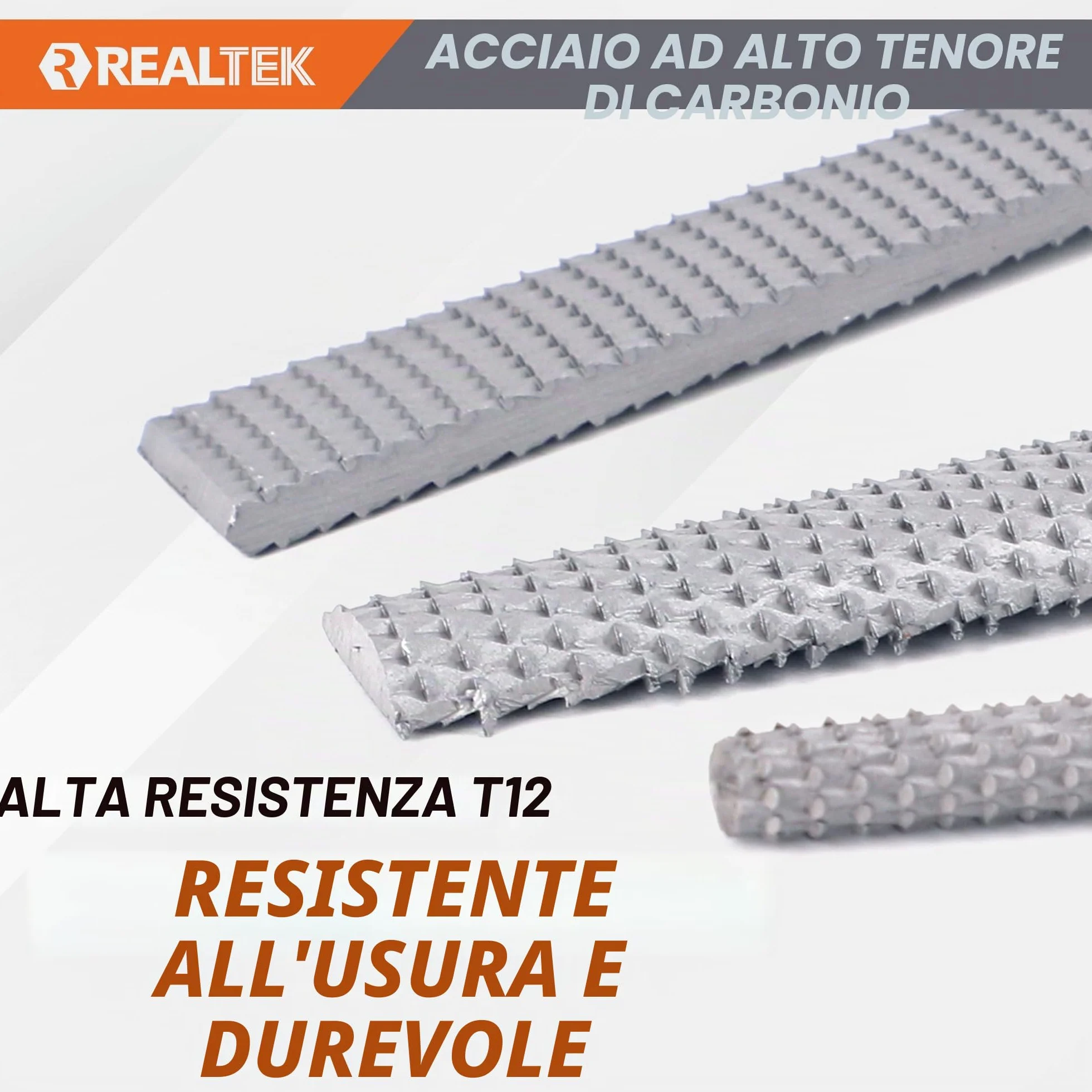 REALTEK Set di raspe per legno 3 pezzi, lima piatta, mezza rotonda e rotonda
