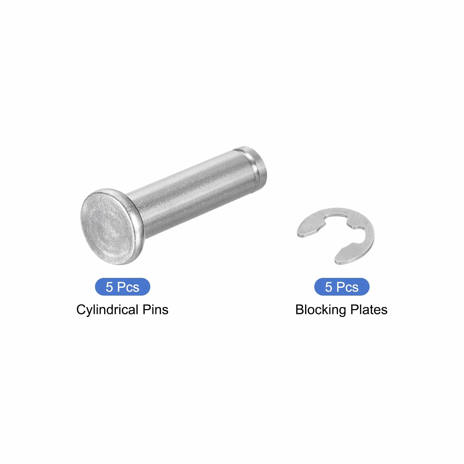 QUARKZMAN M8x30mm Perno Posizionamento Cilindrico Elastico Acciaio Inossidabile 304, Testa Piatta con Anello Fissaggio, Argento