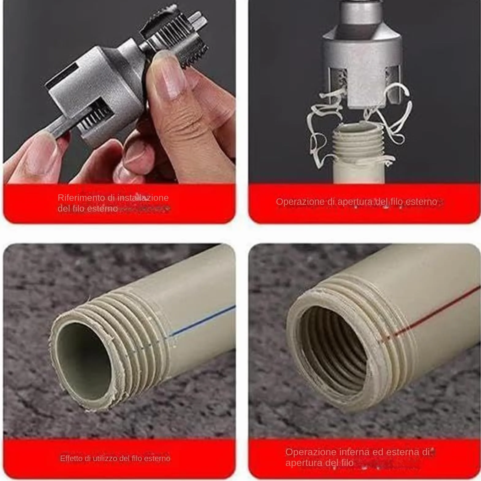 Set Per Filettatura Tubi PVC 2 In 1, Compatibile Con Trapano Elettrico, Specifiche 1/2'' E 3/4''