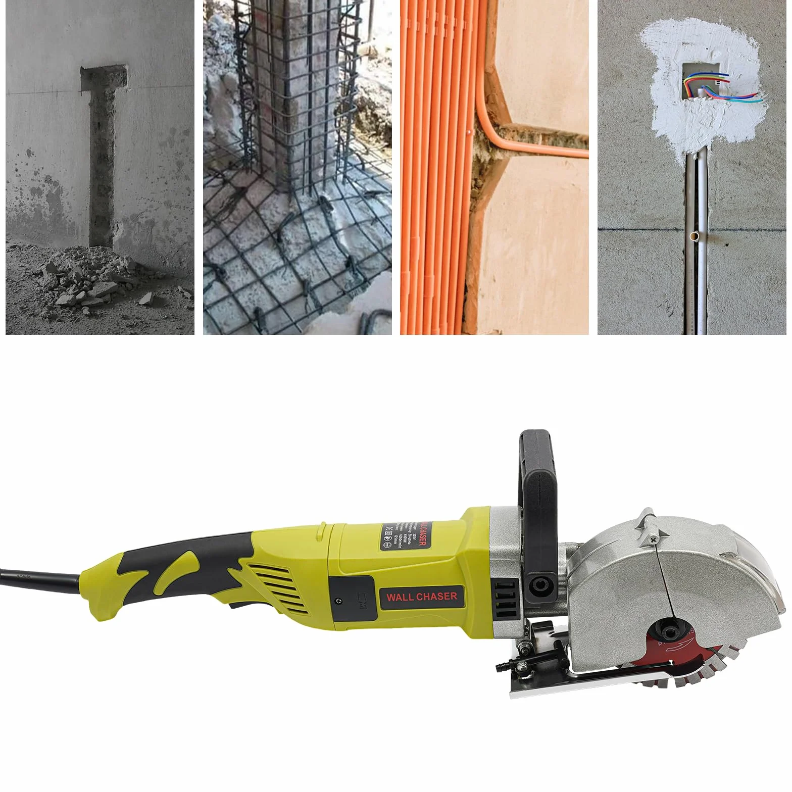 Fresa per scanalature calcestruzzo 4000 W 6500 giri/min 5 lame 37 mm 48x16x4 cm