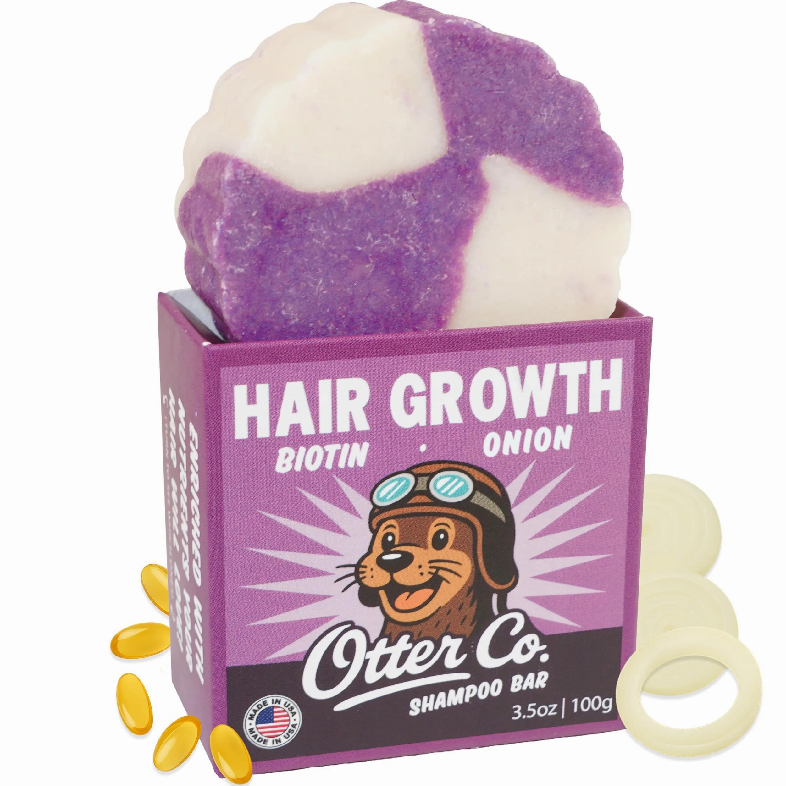 Otter Co. Shampoo bar per la crescita dei capelli alla biotina e cipolla con cheratina, olio per la crescita dei capelli al rosmarino, ACV - Vegano, senza solfati e non tossico - Shampoo per la