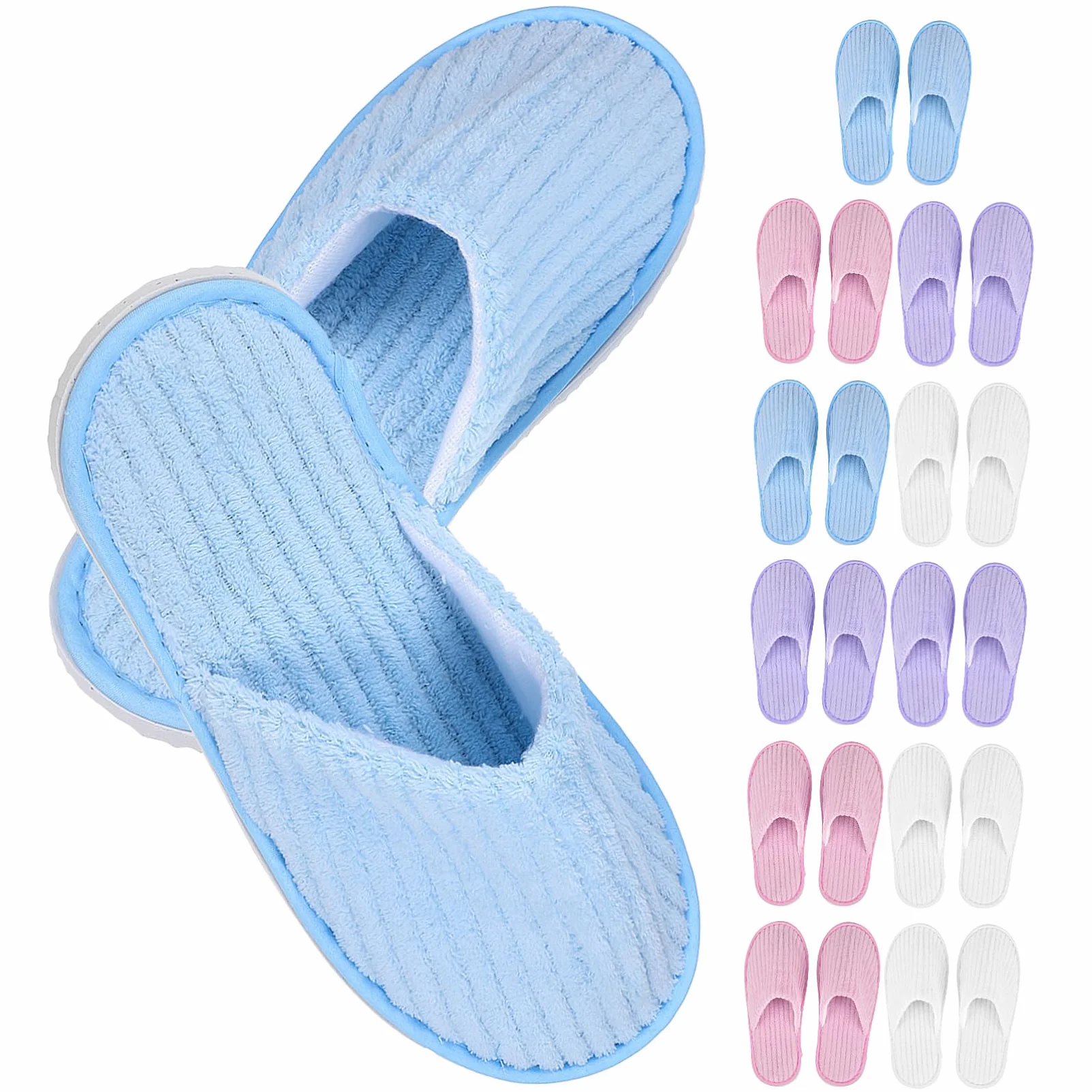 Healeved 12 Paia Pantofole Usa e Getta in Pile di Corallo Antiscivolo per Hotel e Viaggi, Comode Ciabatte Spa per Donne e Ospiti