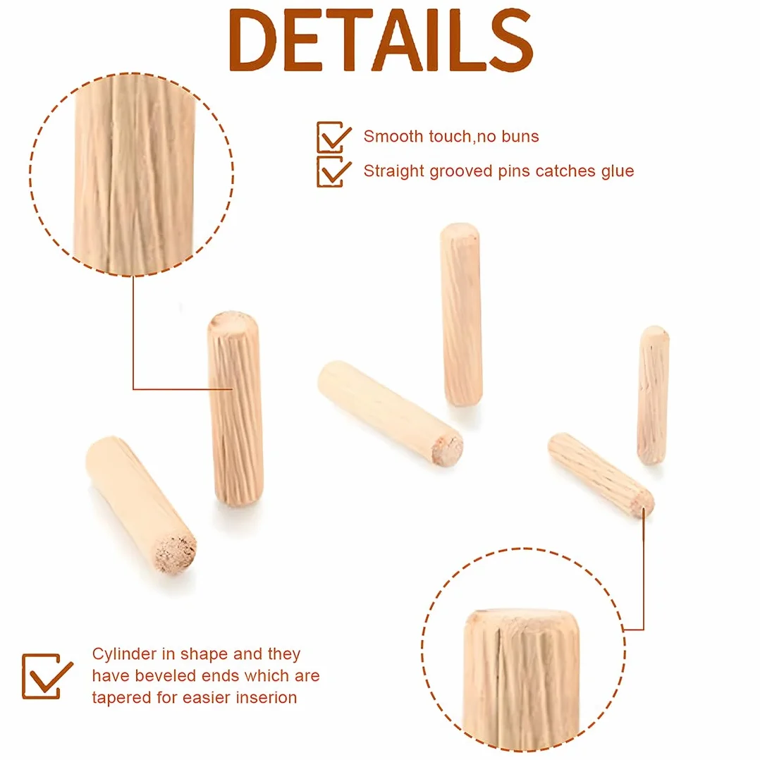 Pezzi Tasselli in Legno 6x50mm 100 PCS per Fresatrice, Falegnameria