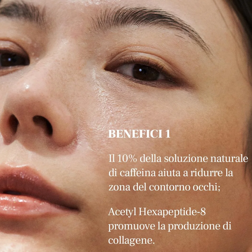 VILLAGE 11 FACTORY Siero occhi alla caffeina (10 ml) soluzione di caffeina 10%, esapeptide-8, niacinamide, trattamento elasticizzante, antirughe, occhiaie Hydro Boost Caffeine Eye Serum