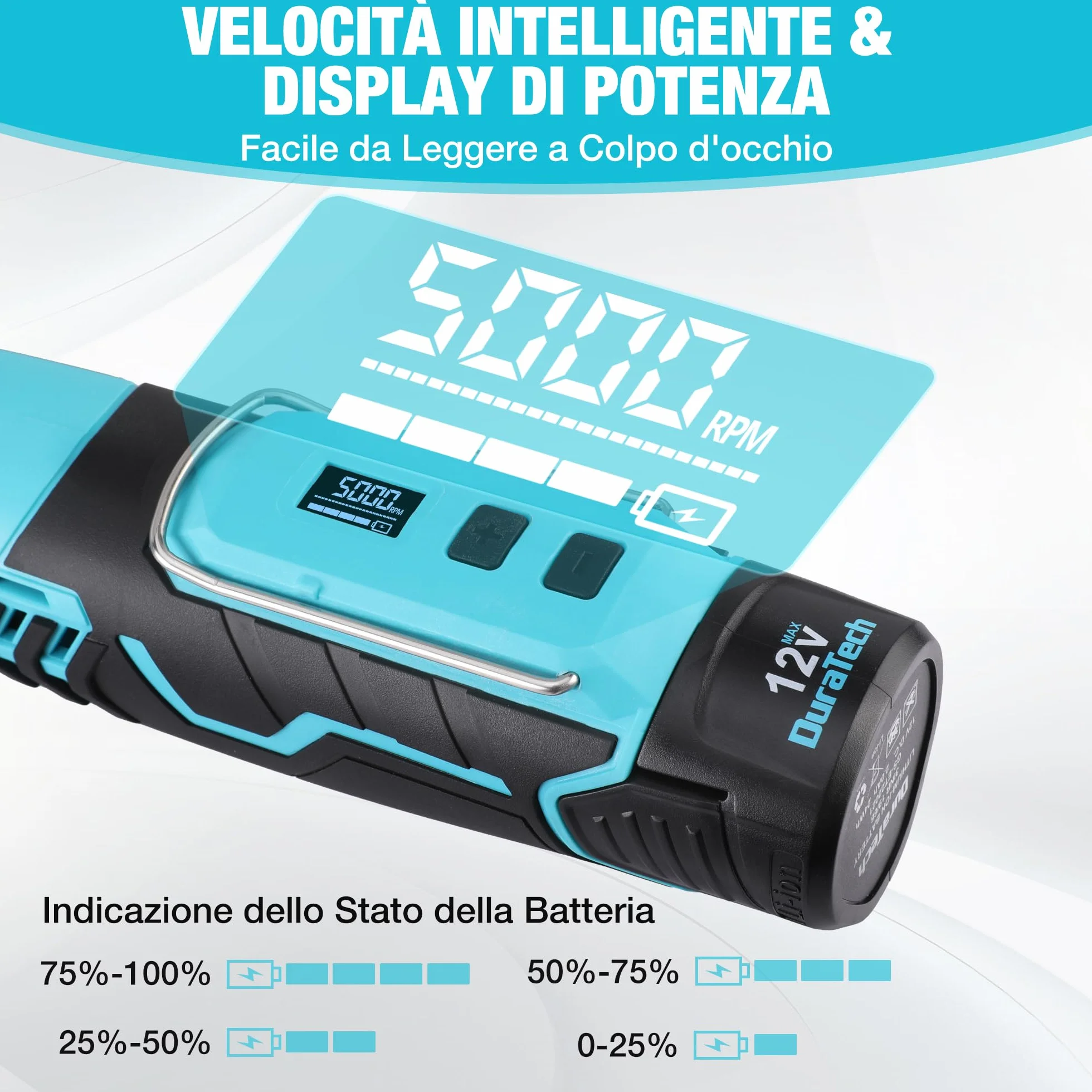 DURATECH Strumento Multifunzione Ricaricabile 35.000 giri/min 7 Velocità con 118 Accessori