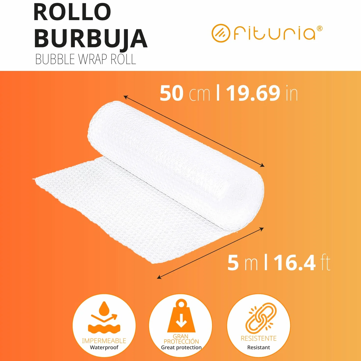 OFITURIA Rotolo Pluriball 50cm – Film a bolle d'aria flessibile per trasloco e protezione spedizioni