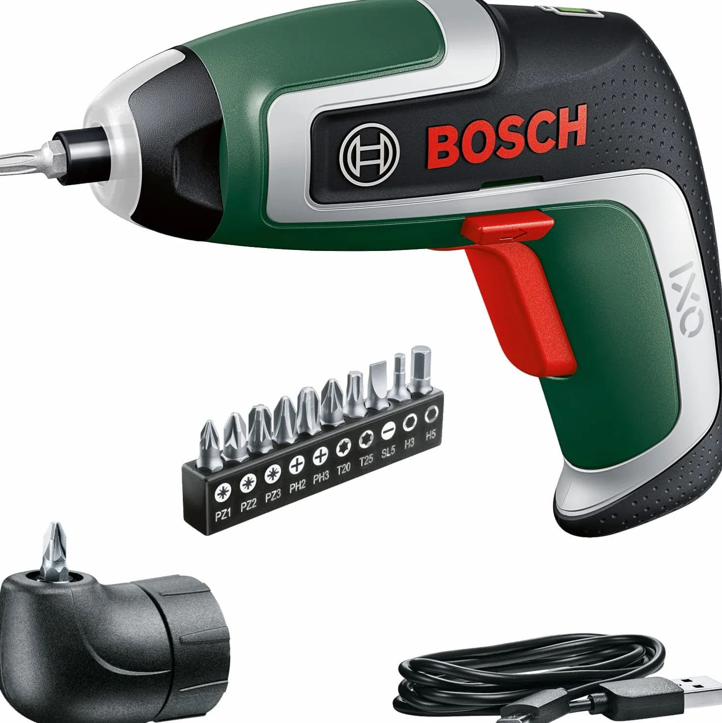 Bosch Cacciavite a batteria compatto IXO set 7a generazione 3,6 V 2.0 Ah 5,5 Nm con attacco testa ad angolo