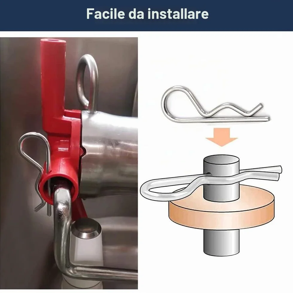 Set di 6 Coppiglie Spaccate in Acciaio Inox, R Clip a Molla per Auto e Trattori