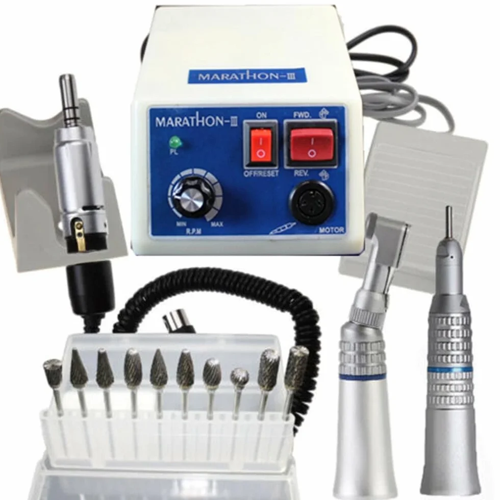 Laboratorio Micromotore Elettrico 0-35000 Giri/min Rettifica Regolabile Lucidatura Portatile con Lucidatrice +2 Teste +10 Fresas Carburo