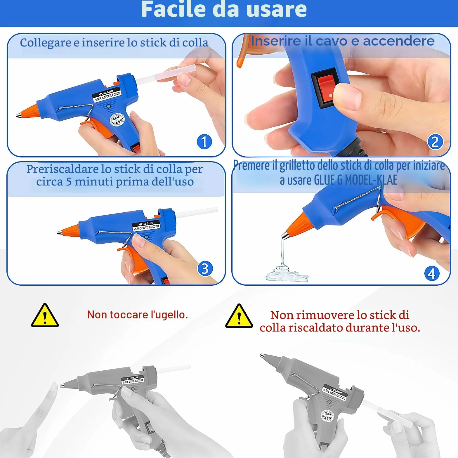 Pistola per Colla a Caldo 20W, 40 Stick Colla a Caldo, Mini per DIY Riscaldamento Rapido