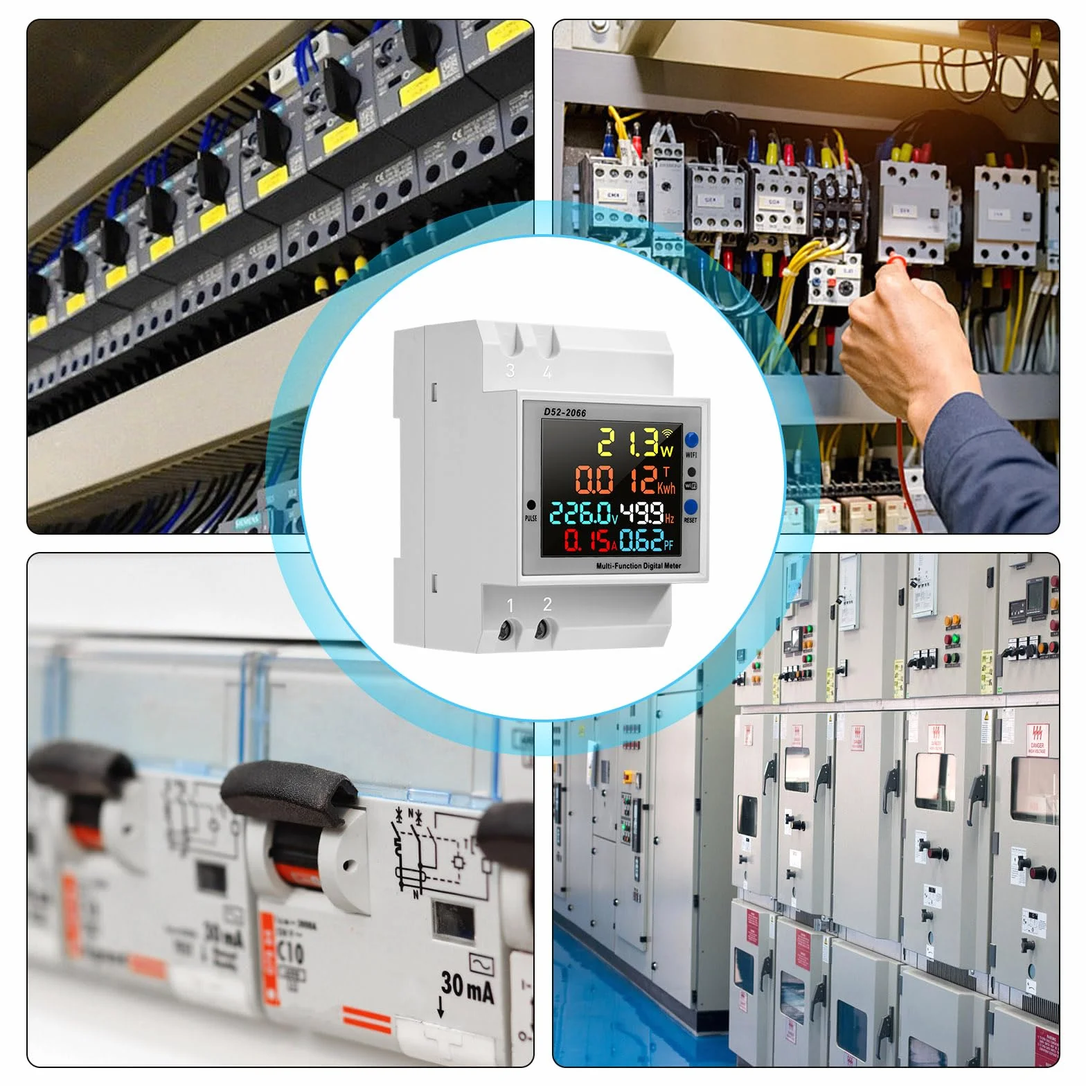 Diymore Contatore Elettrico Monofase 100A, AC40-300V Misuratore di Energia WiFi su Guida DIN con Telecomando Tuya APP