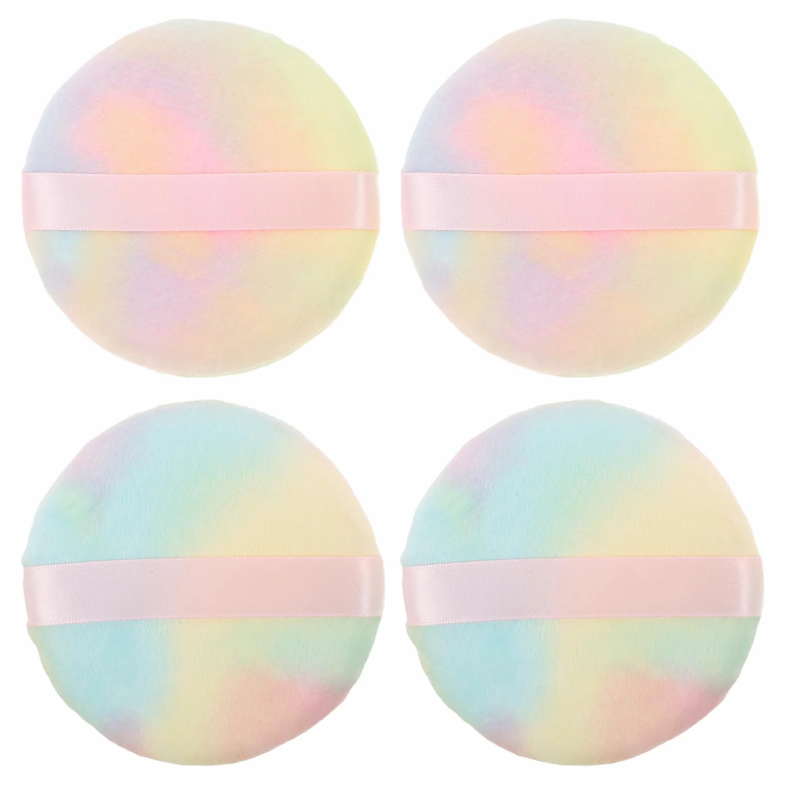 Piumino da Cipria Jumbo Lavabile 10,5 Cm Set 4 Pezzi Felpato Colorato per Viso e Corpo Applicatore Morbido per Polvere Compatta e Illuminante