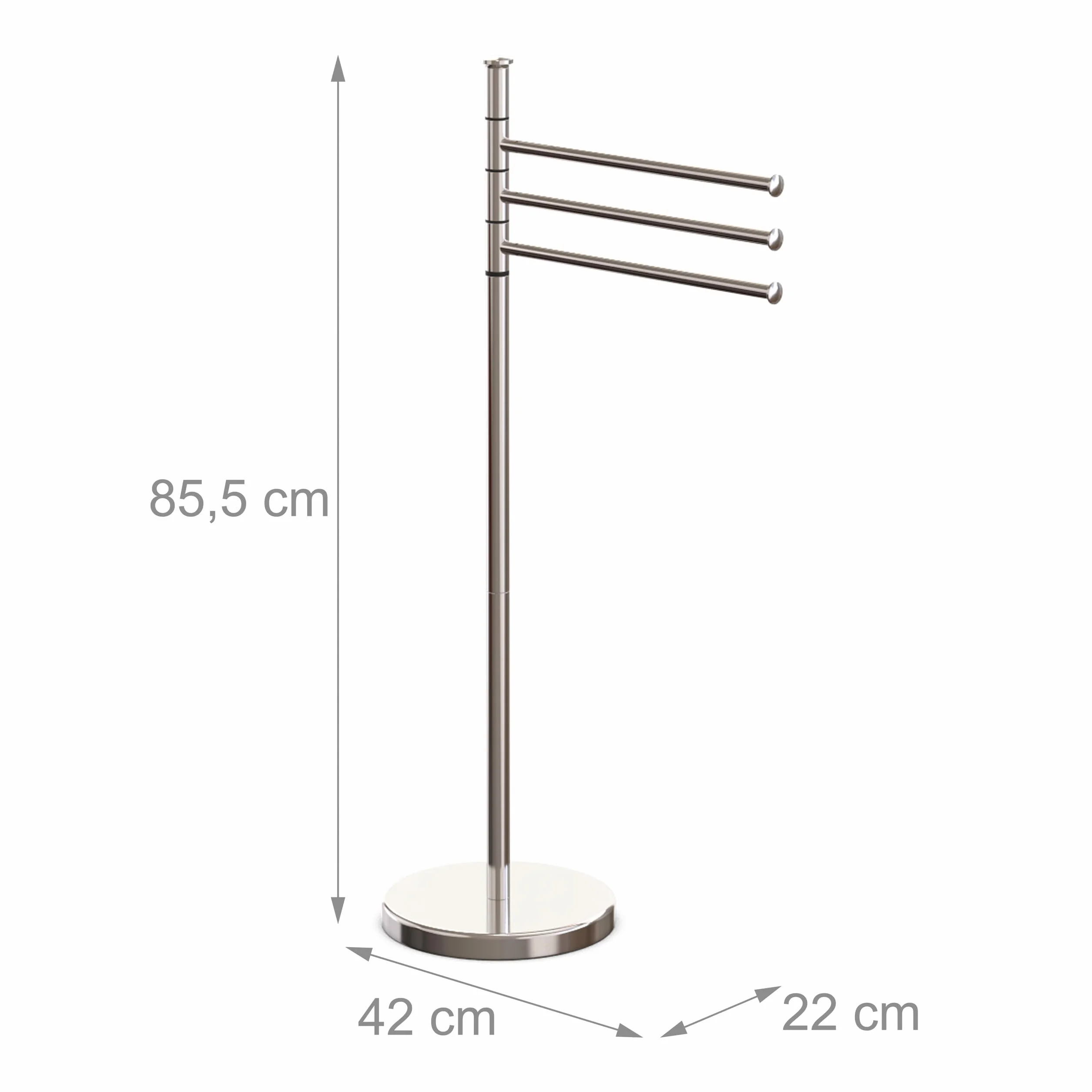 Relaxdays Piantana Portasciugamani da Terra 3 Bracci Rotanti Acciaio Inox 85,5x42x22 cm