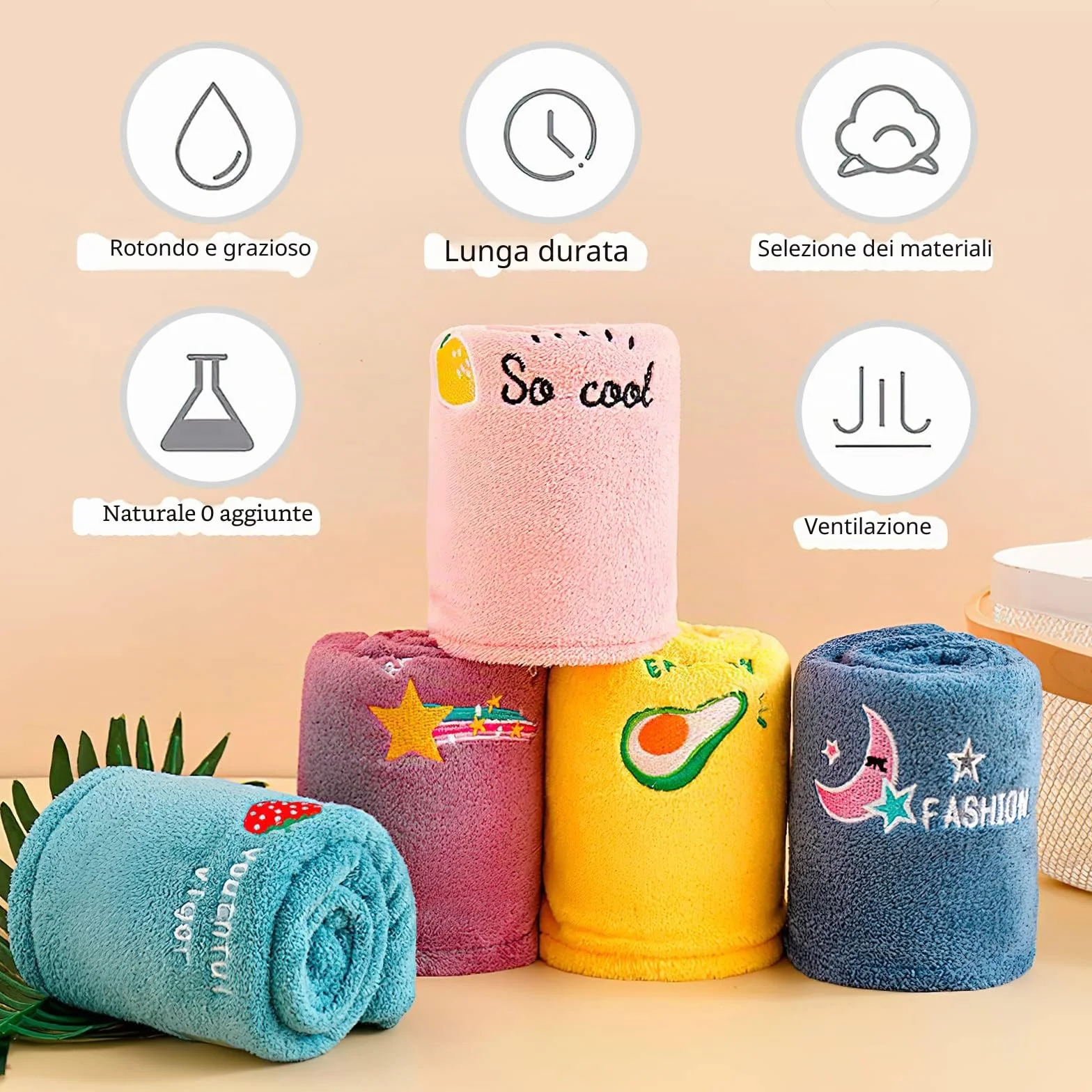 Sporgo 5 Pezzi Asciugamano a Turbante per Capelli, Asciugamano a Turbante con Bottone, Asciugamano a Turbante in Microfibra Super Assorbente ad Asciugatura Rapida per Capelli, Asciugamano per Capelli
