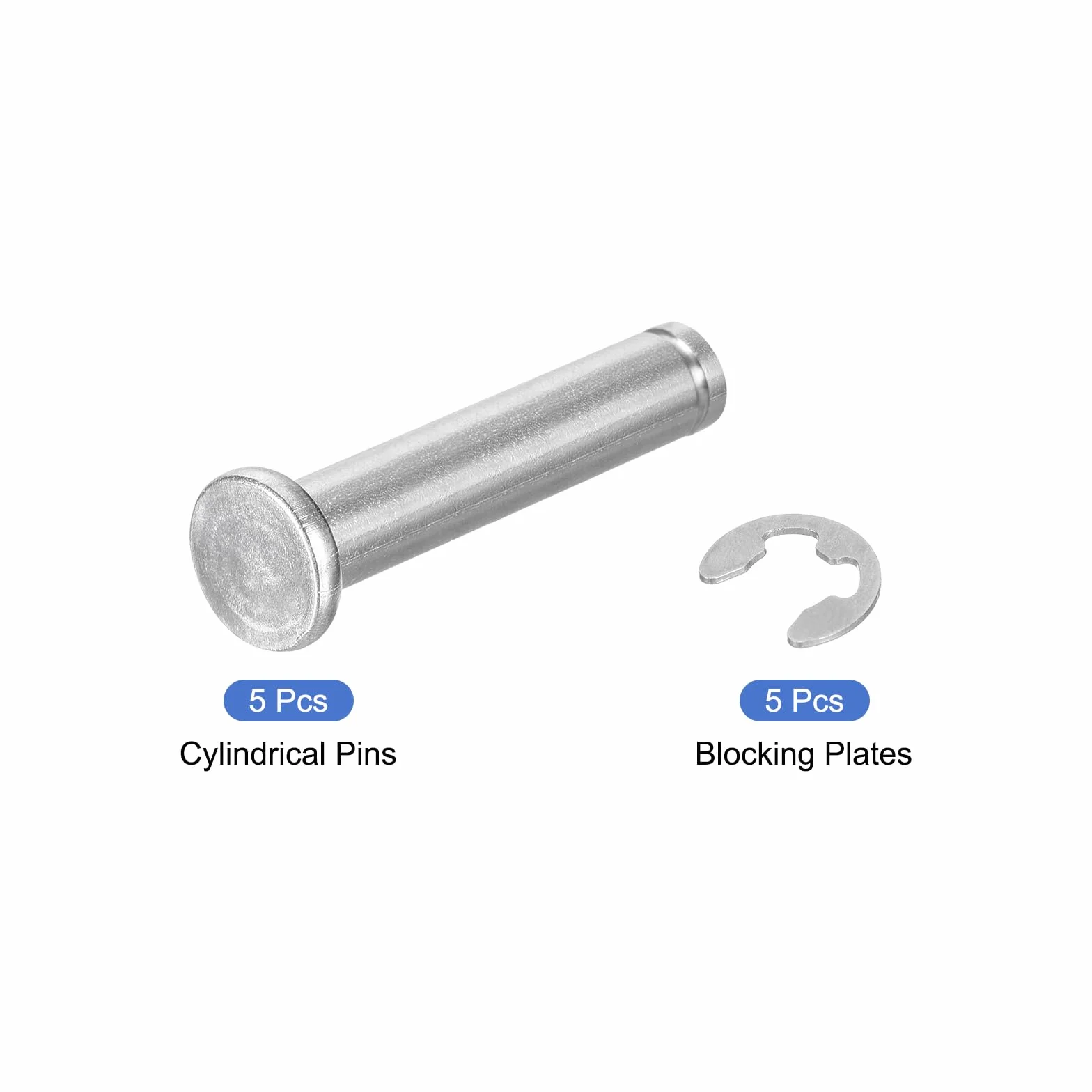 QUARKZMAN Zestaw 5 sztuk M8x40mm Perno Posizionamento Cilindrico Acciaio Inossidabile 304 Argento