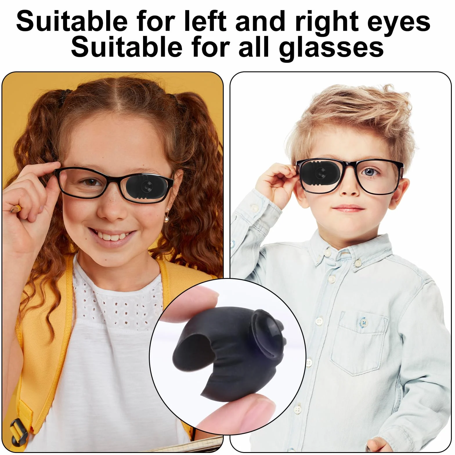 Benda Oculare, Design 3D per Contorno Occhi Benda Oculare Lavabile in Silicone con Design a Ventosa per Tutti Gli Occhiali Adulti e Bambini