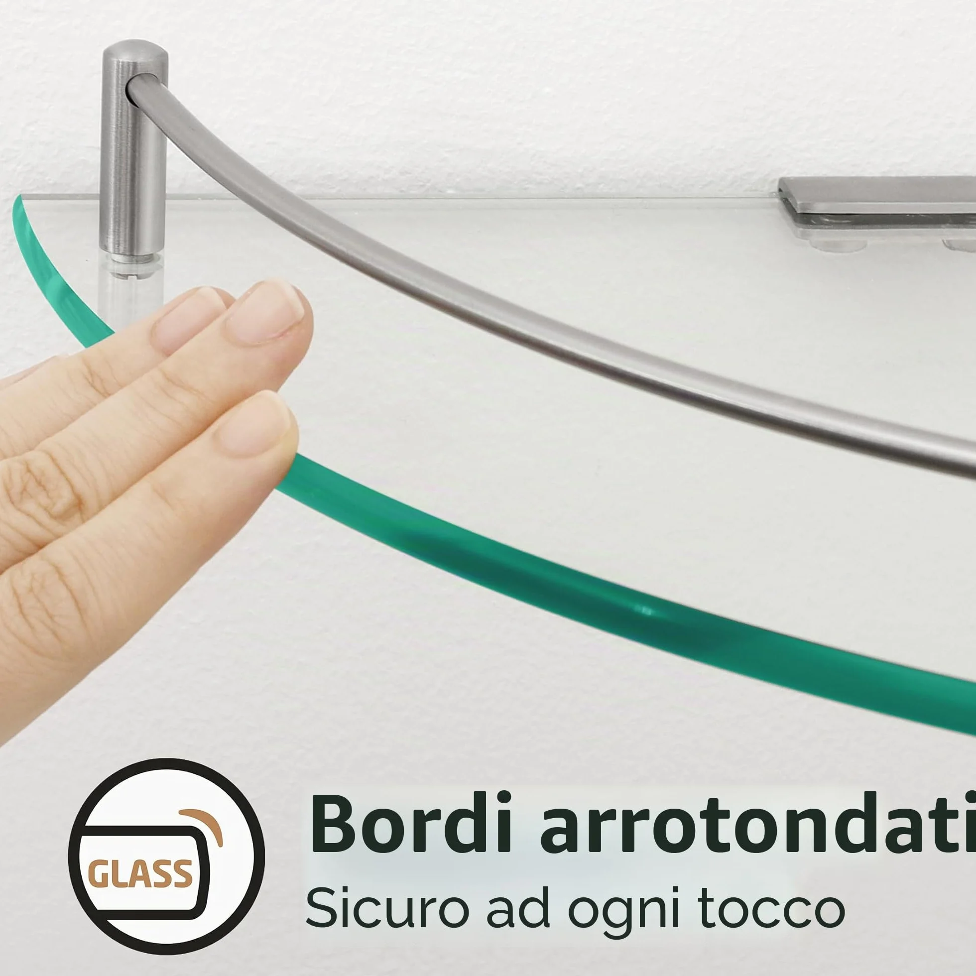 Mensola in Vetro Doccia Bagno Angolare da Parete Acciaio Inossidabile SUS304 2 Pezzi Finitura Spazzolata