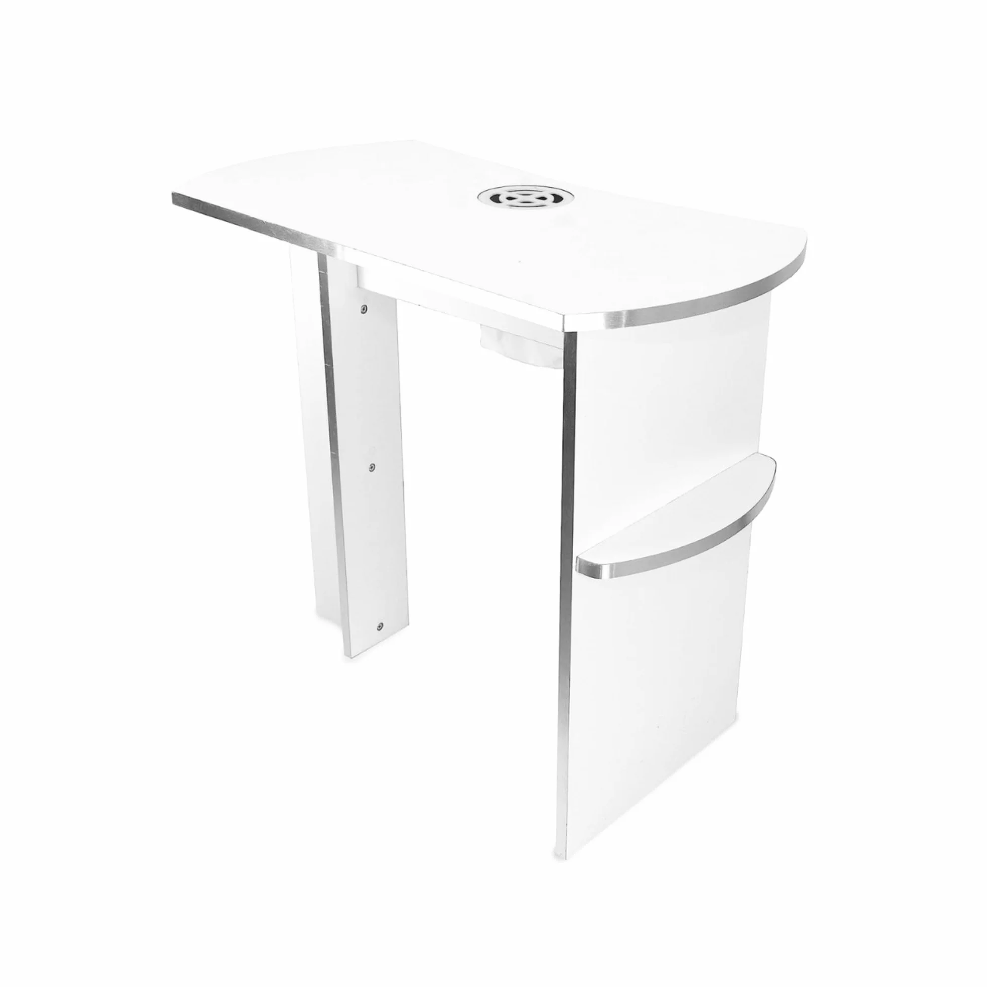Matonti - Tavolo Manicure Professionale per Unghie con Aspiratore Elettrico e intarsi in acciaio - Ideale per Nail Art Ricostruzione Unghie, + Aspiratore per Polveri - Made in Italy, in Legno Bianco