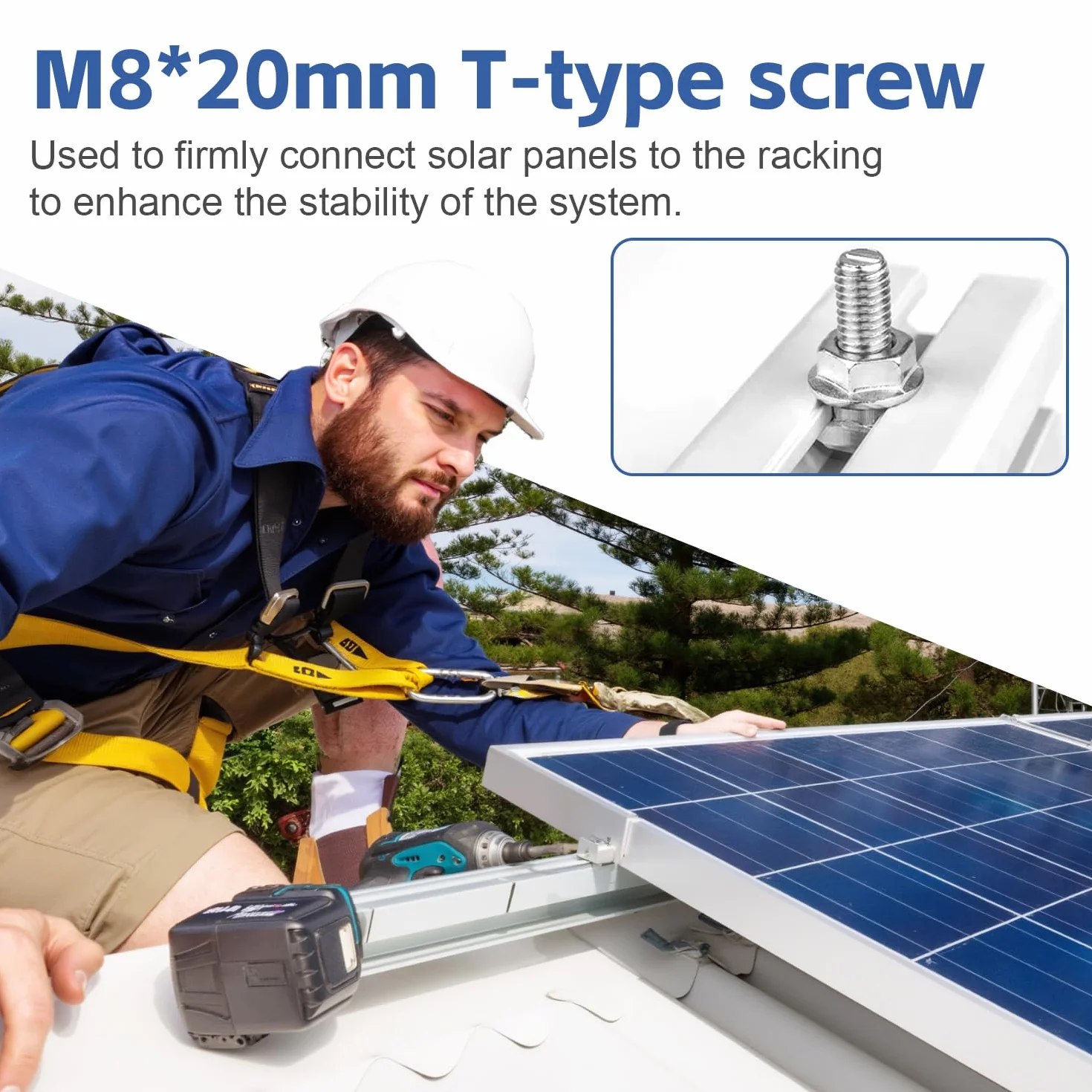 Viti Testa a Martello M8 Inox A2-70 M8x30 20 Pezzi per Impianti Fotovoltaici