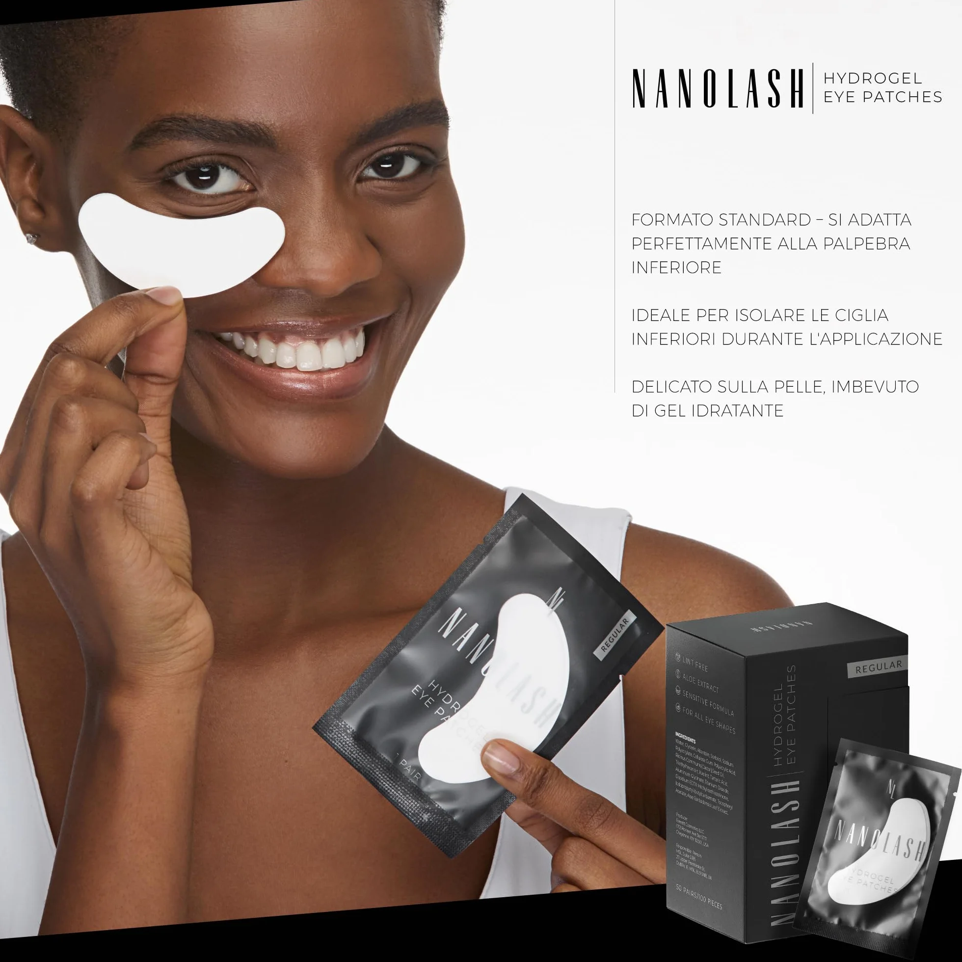 Nanolash Patch per Extension Ciglia 50 Paia - Idrogel per Occhi, Lifting Ciglia, Gel Patches