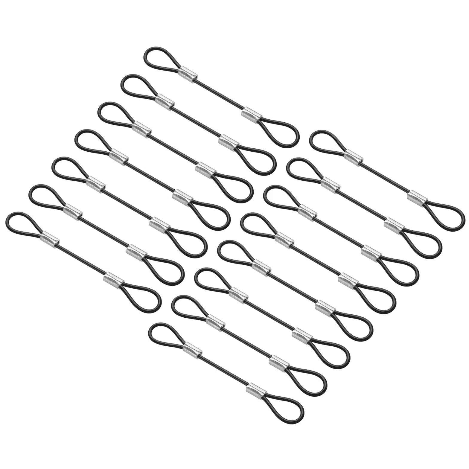 PATIKIL 10Cm Cavo Di Sicurezza 15Pcs Cavo D'Acciaio Inossidabile 2Mm Diametro Doppio Anello Nero