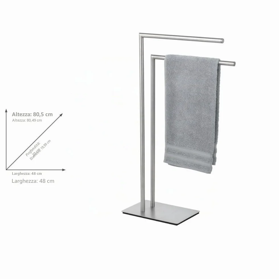 WENKO Portasciugamani Recco acciaio inossidabile satinato 48 x 80,5 x 20 cm
