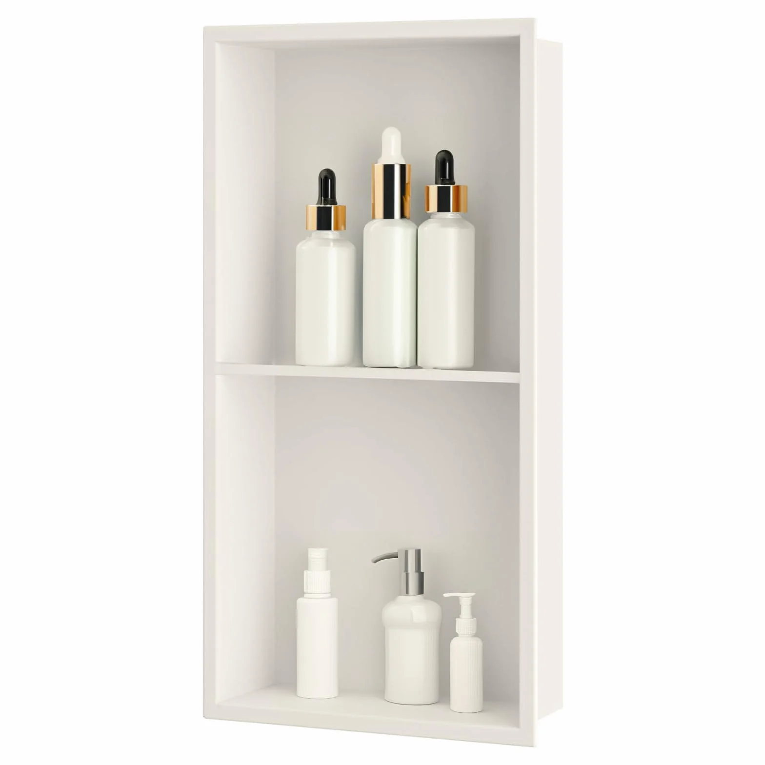 Nicchia Doccia Incasso 60x30x10cm Acciaio Inox Bianco Crema