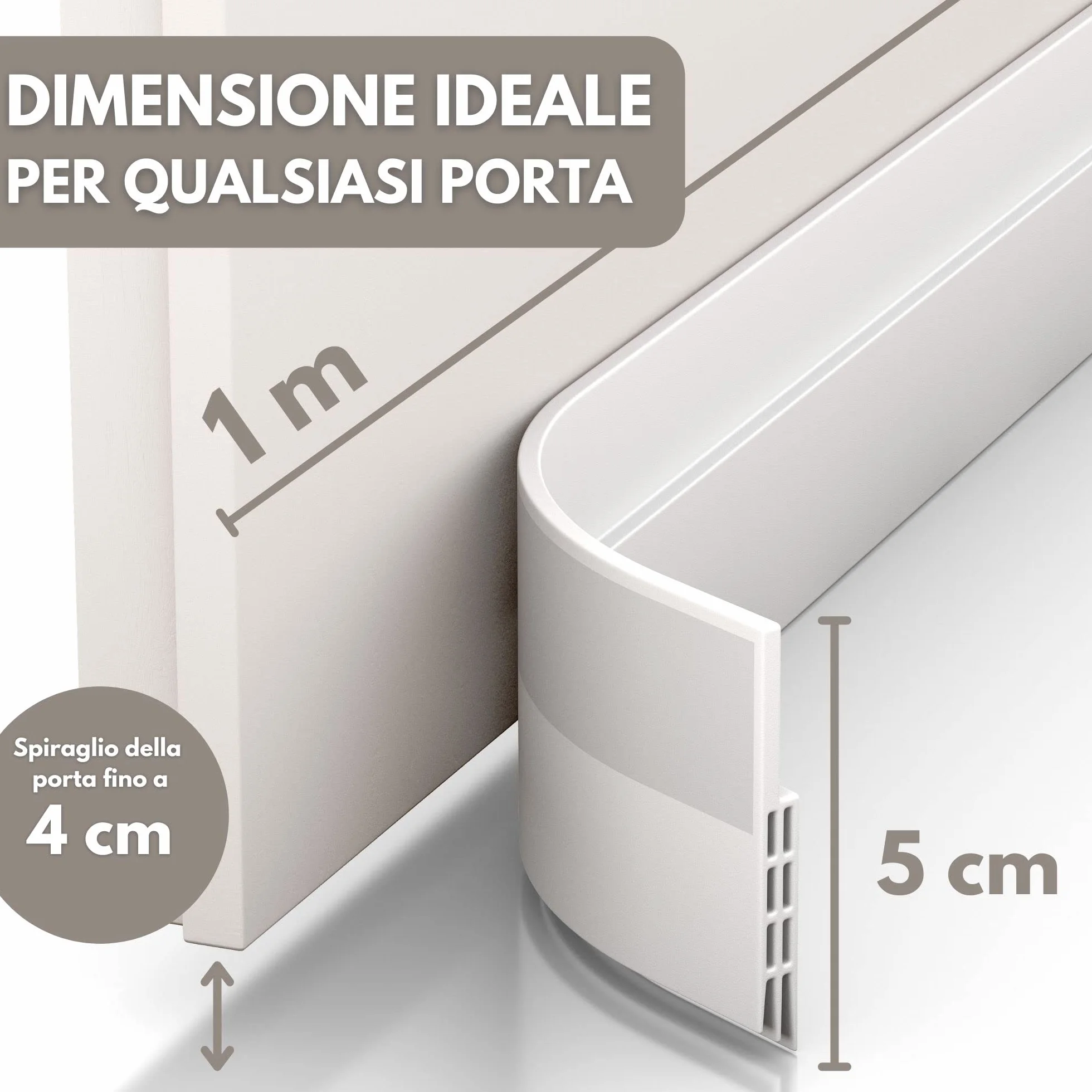 Vellure Paraspifferi Porta Blindata - Paraspifferi Sottoporta Premium, 1x Bianco, Przeciwdźwiękowy, Przeciwzimny