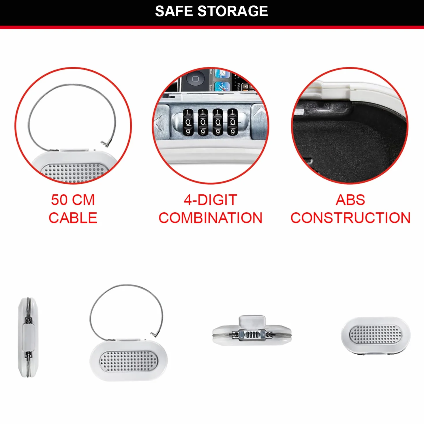 Master Lock Cassaforte Nomade Combinazione 5900EURDWHT Bianco 6 cm x 24 cm x 12.9 cm