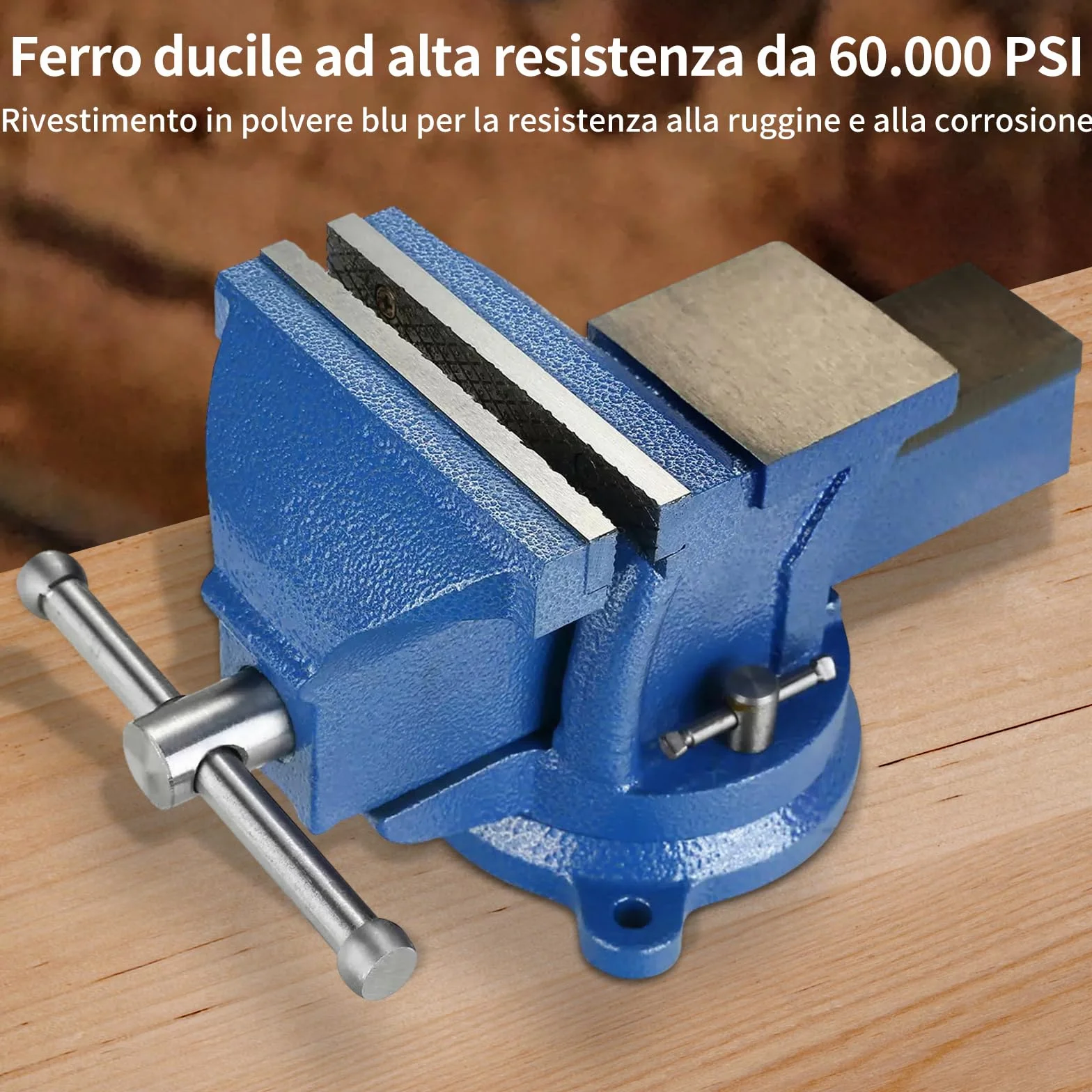 HYCHIKA Morsa da Banco 152 mm 6 Pollici 360° Girevole per Lavorazione Legno e Metallo