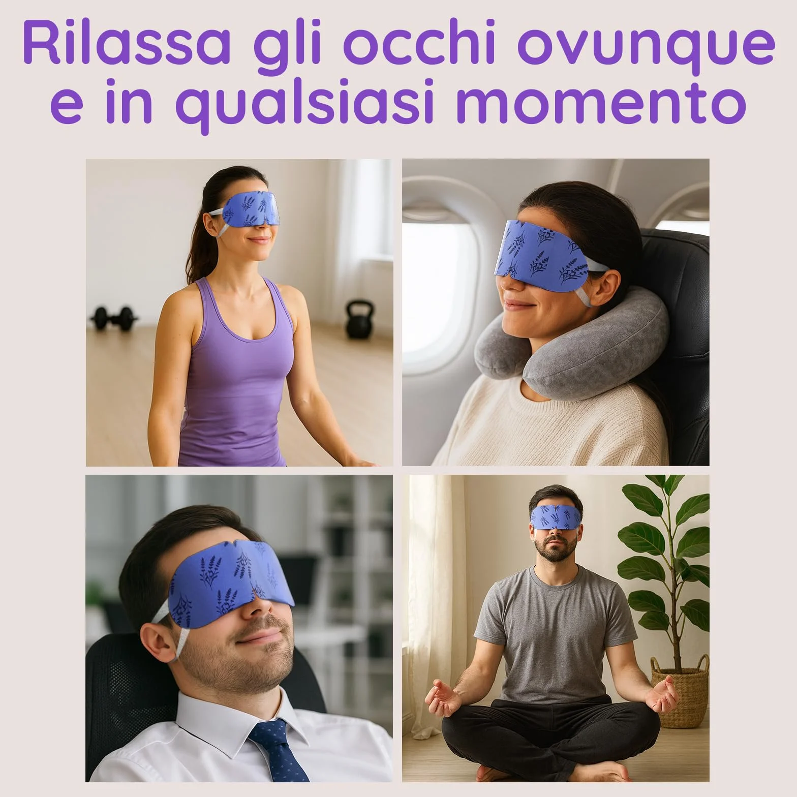 Confezione da 16 Maschere Riscaldanti alla Lavanda – Maschera a Vapore per Occhi Secchi, Gonfiore, Affaticamento e Rilassamento – Maschera Riscaldante Occhi Monouso per Sonno e Viaggio