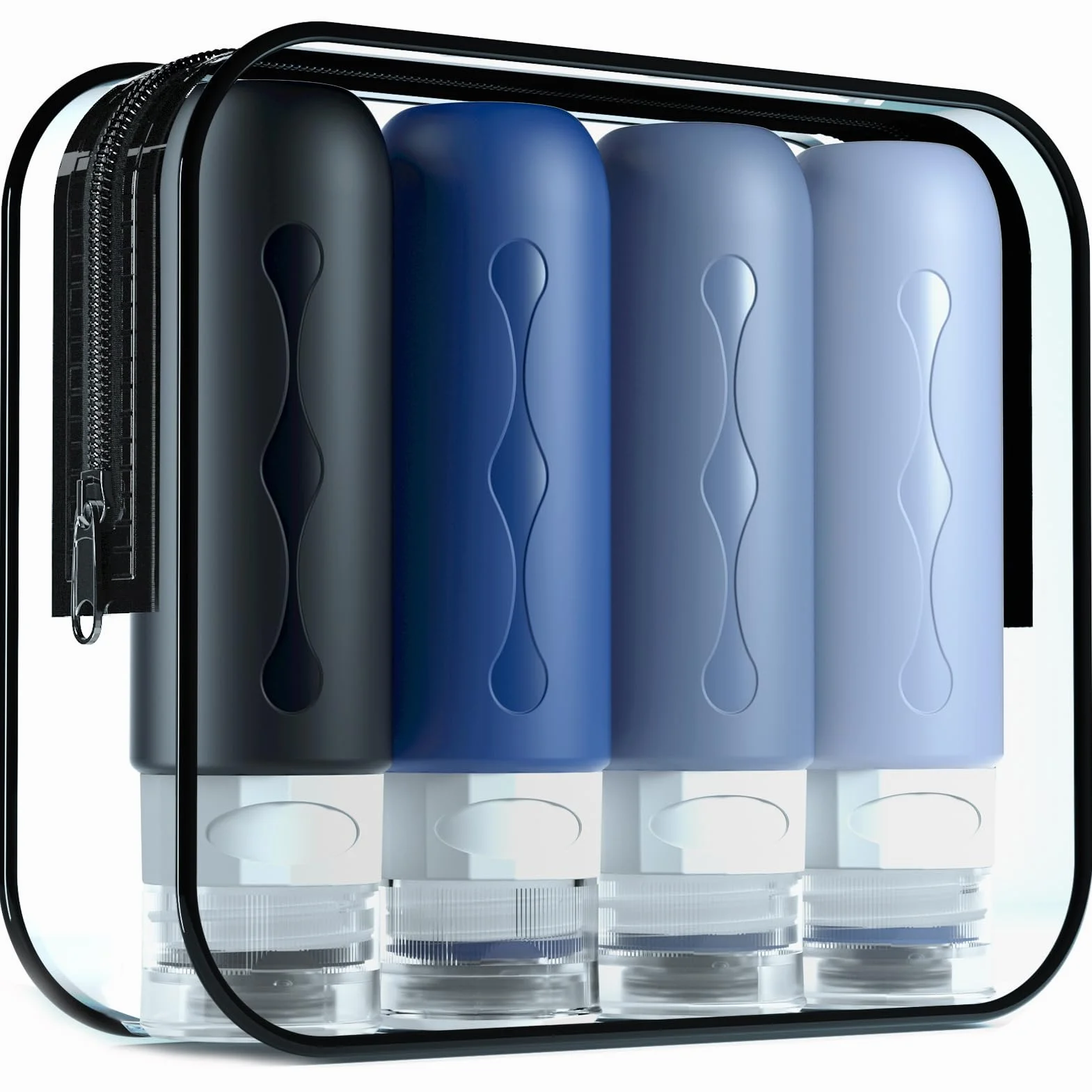 Gemice Bottiglie da Viaggio in Silicone, 4Pezzi 90ml Contenitori con Riutilizzabili Comprimibili, per Shampoo, Balsamo, Crema, Lozione, per Viaggio in Aereo