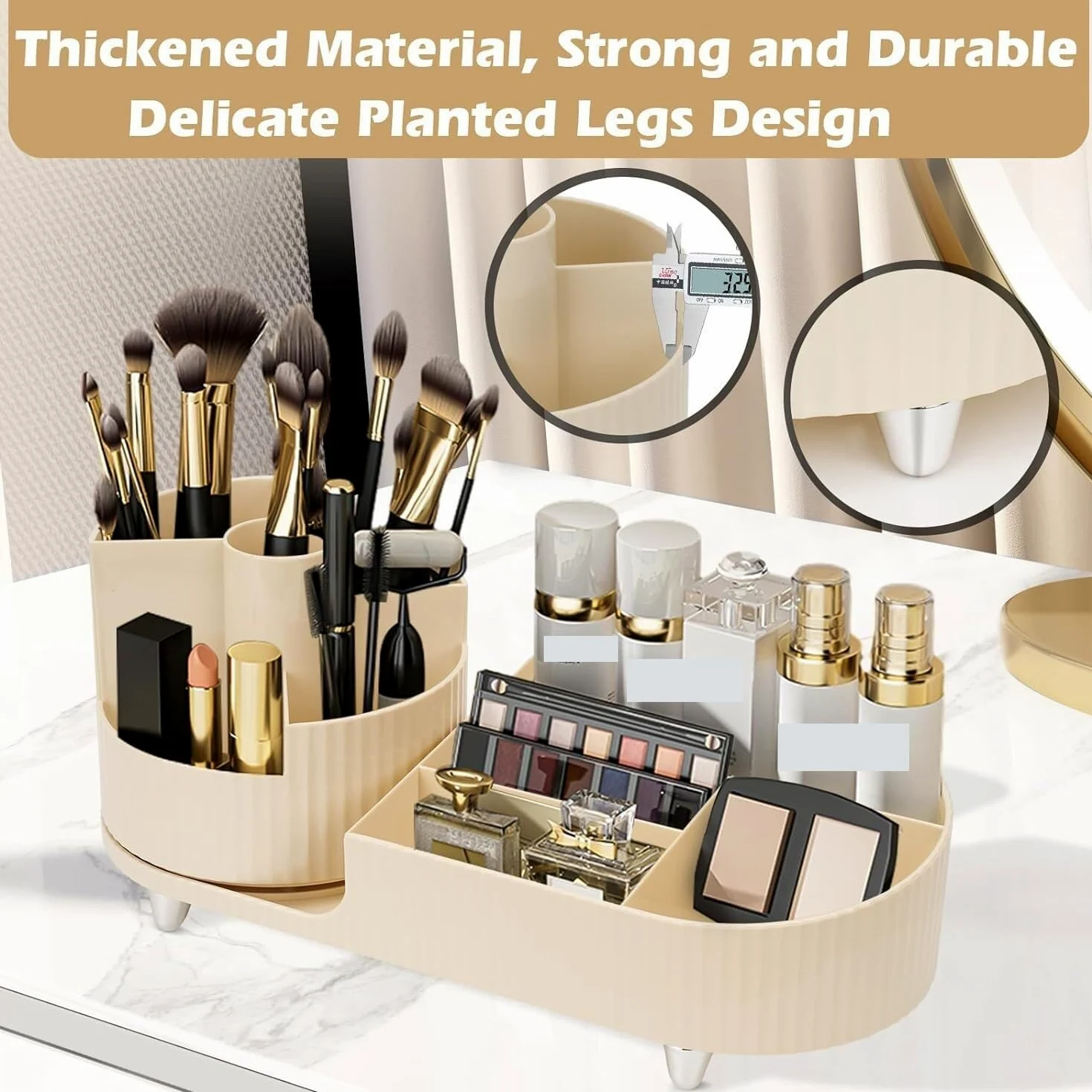 Porta Trucchi,Toeletta Organizzatore di Pennelli per Trucco Rotante A 360° Organizzatore di Cosmetici Scatola per Trucco Durevole Adatta A Pennelli per Cosmetici Rossetti Multifunzione(B)