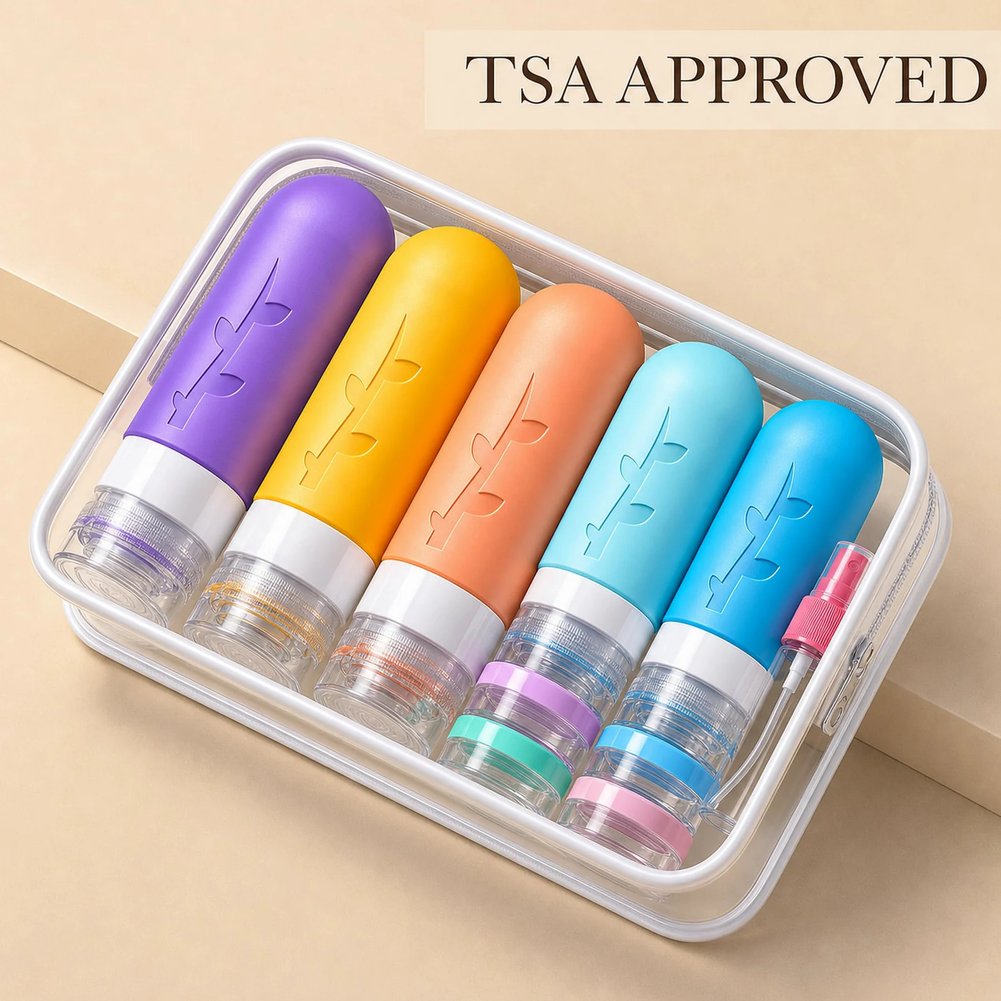 Confezione da 19 bottiglie da viaggio per articoli da toeletta, contenitori in silicone approvati TSA per articoli da toeletta, ricaricabili e a prova di perdite, flaconi per shampoo e balsamo da