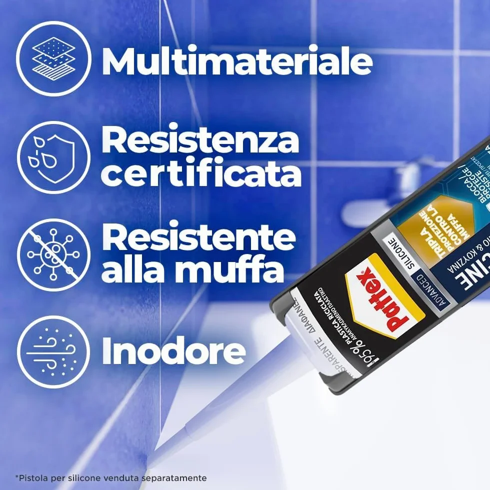 PATTEX Bagni&Cucine Premium Silicone Trasparente Sigillante 280 ml
