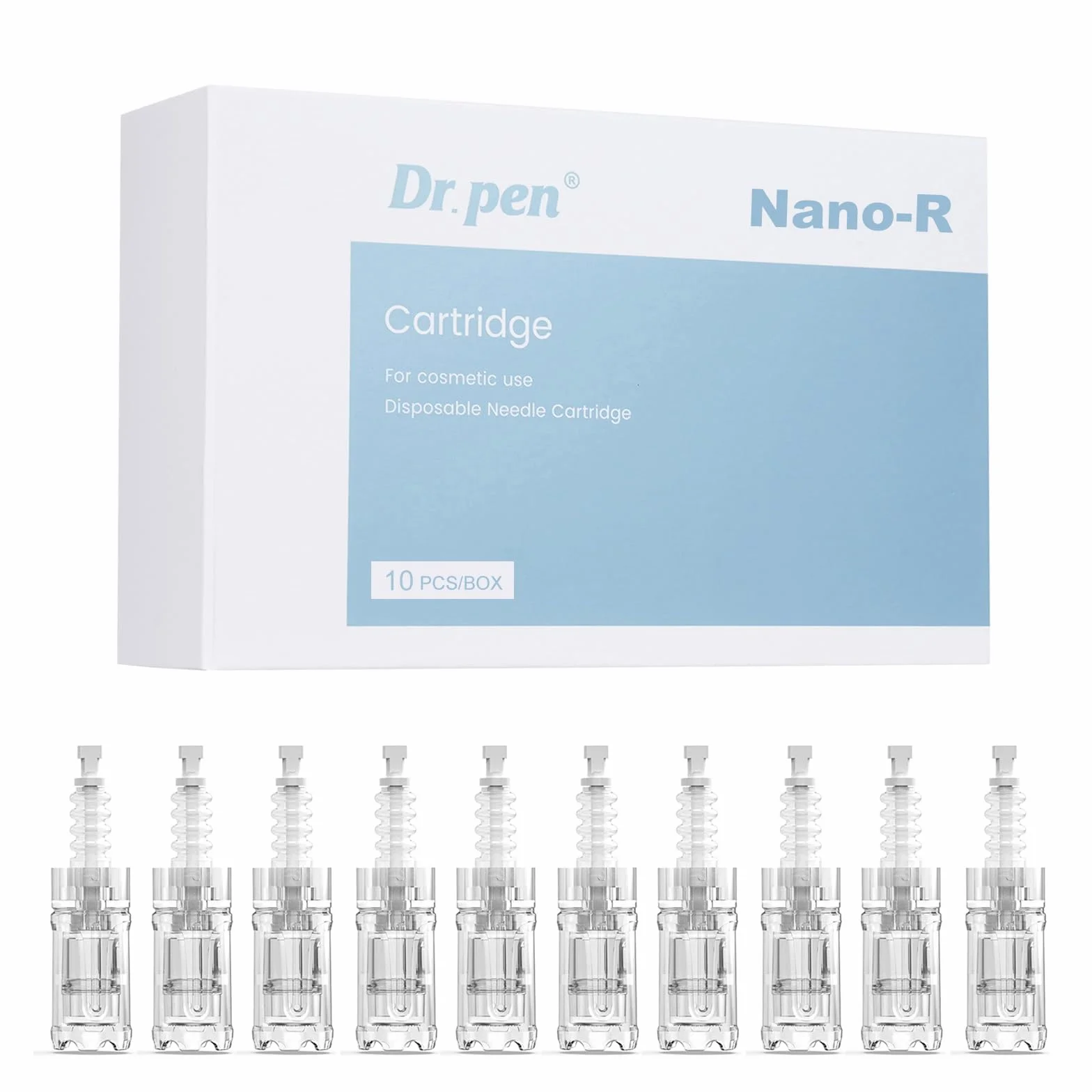 Dr.pen A10 Cartucce Nano-R - Confezione da 10 Aghi di ricambio usa e getta originali per penna Microneedling - per Dr. penna Ultima A10 Microneedling Electric Derma Pen (modello Nano-R, 10 pezzi)