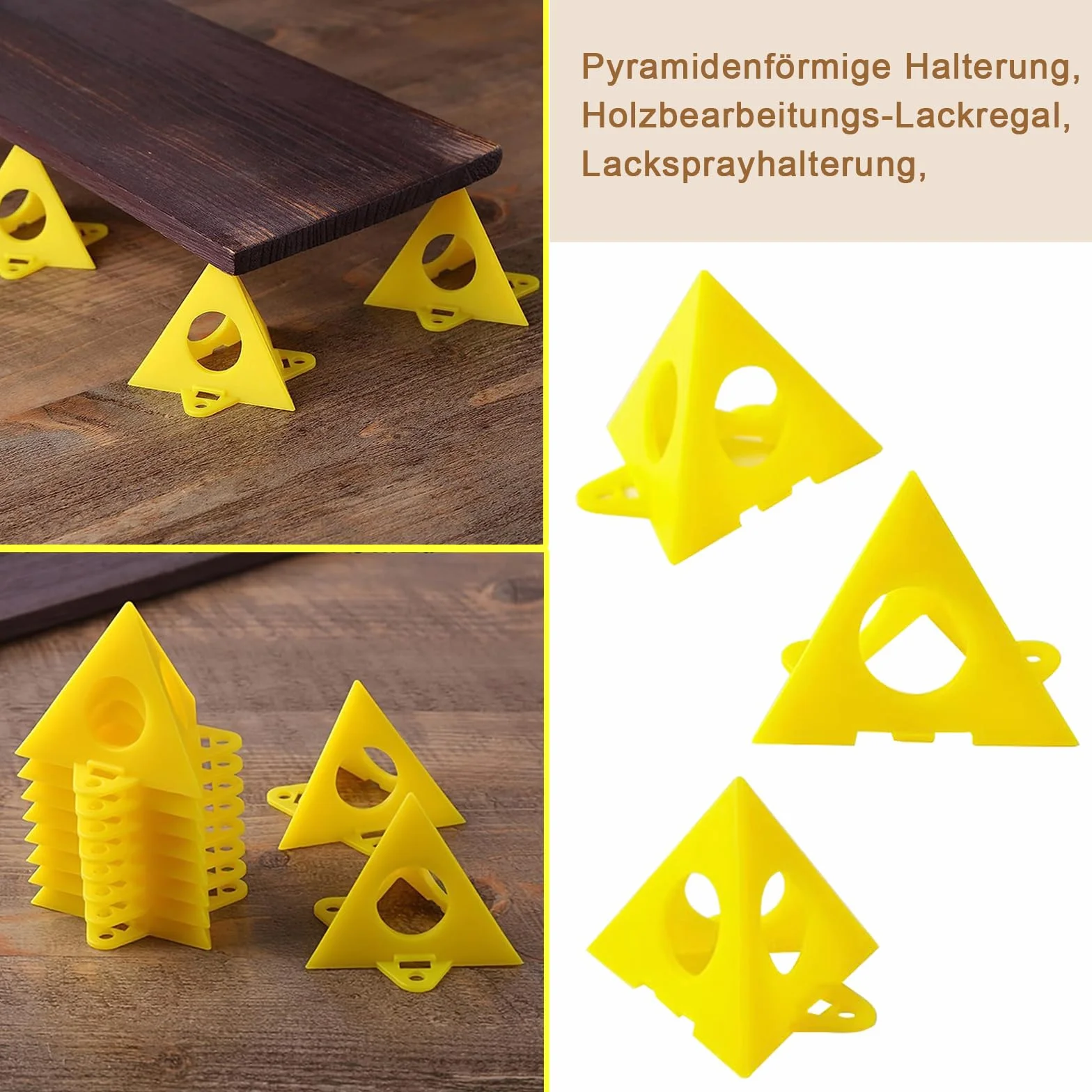 Supporti a Piramide per Pittore 40 Pezzi Giallo Cono Tela Triangolo di Vernice Legno Mobili Stand