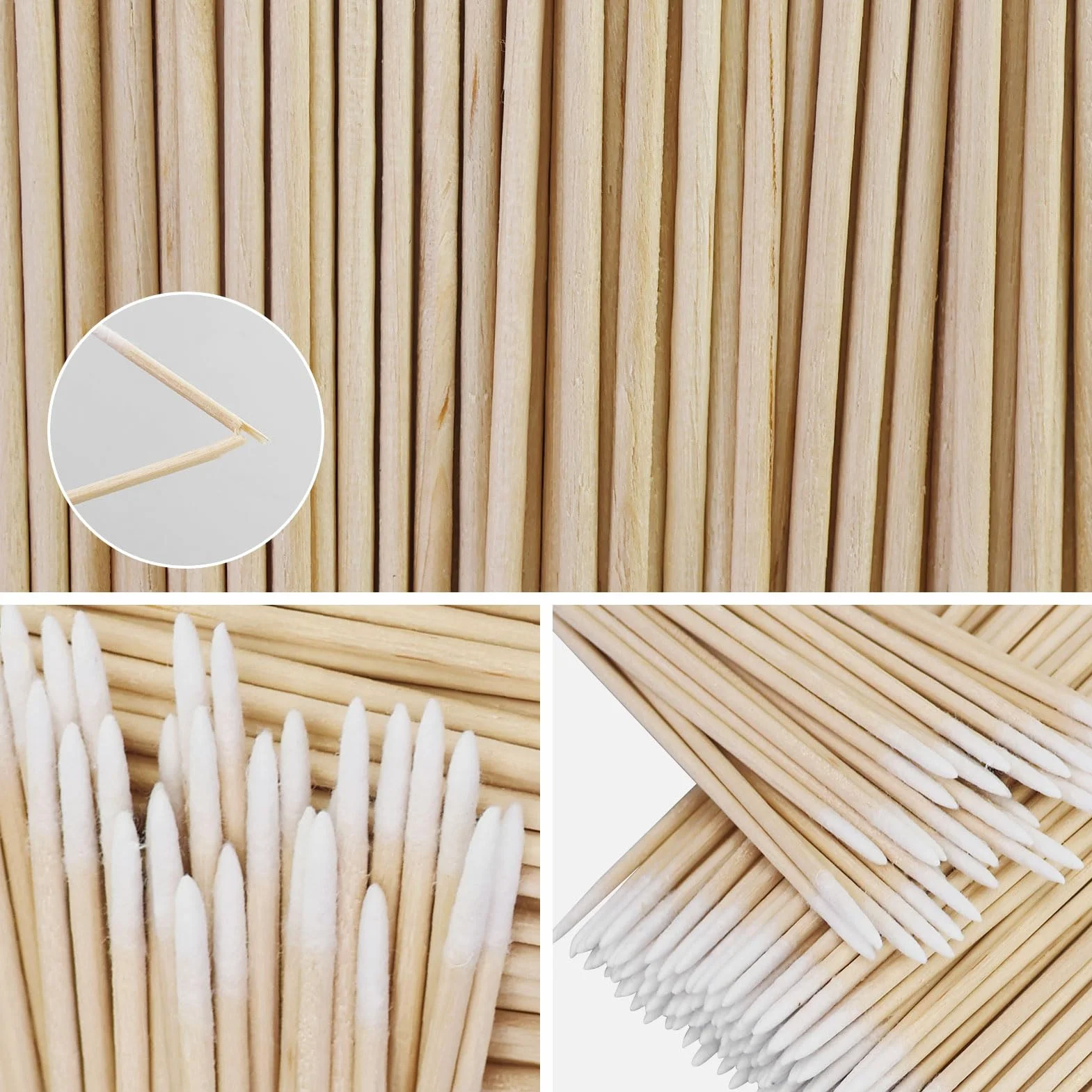 200 tamponi di cotone a punta in legno, 7 cm, applicatori per tatuaggi, sopracciglia, bellezza, trucco, unghie (bambù)