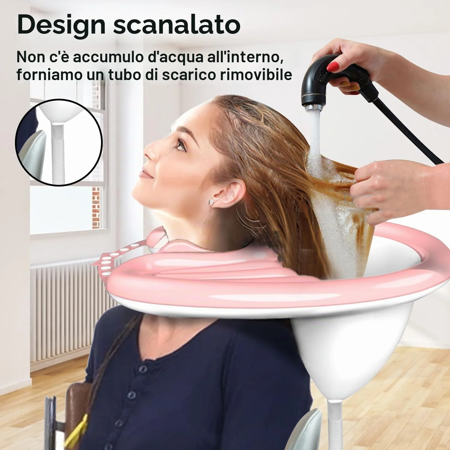 Bacino gonfiabile per il lavaggio dei capelli, in PVC, pieghevole, per anziani e disabili, donne incinte, bambini, anziani (rosa)