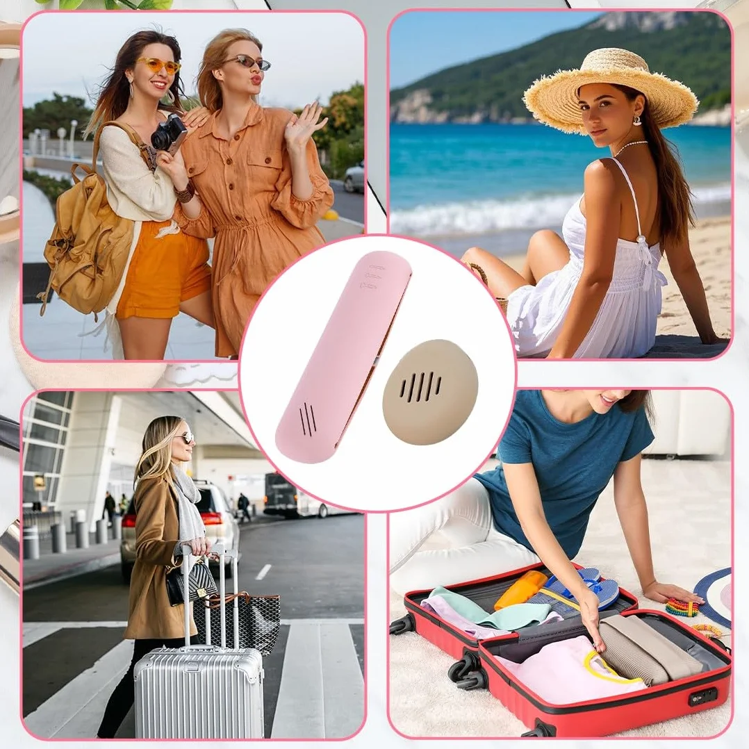 2 Pcs Borsa Per Trucco Portatile Con Porta Cipria, Porta Pennelli Make Up Da Viaggio, Porta Pennelli Trucco, Custodia In Silicone Per Pennelli Da Trucco Da Viaggio Con Chiusura Magnetica