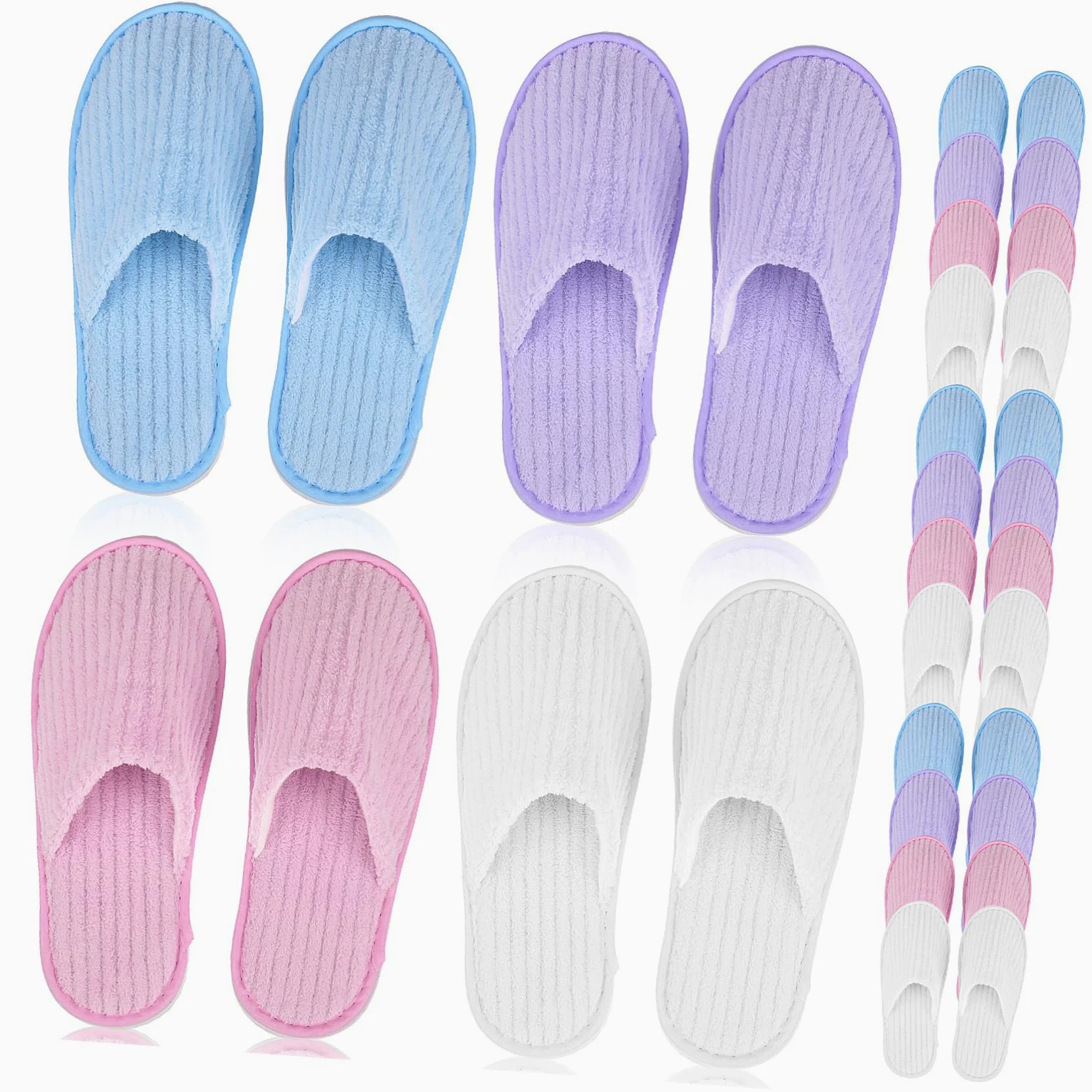 FRCOLOR Pantofole 12 Paia Usa e Getta in Pile di Corallo Antiscivolo Facili da Trasportare per Ospiti in Hotel e Viaggi