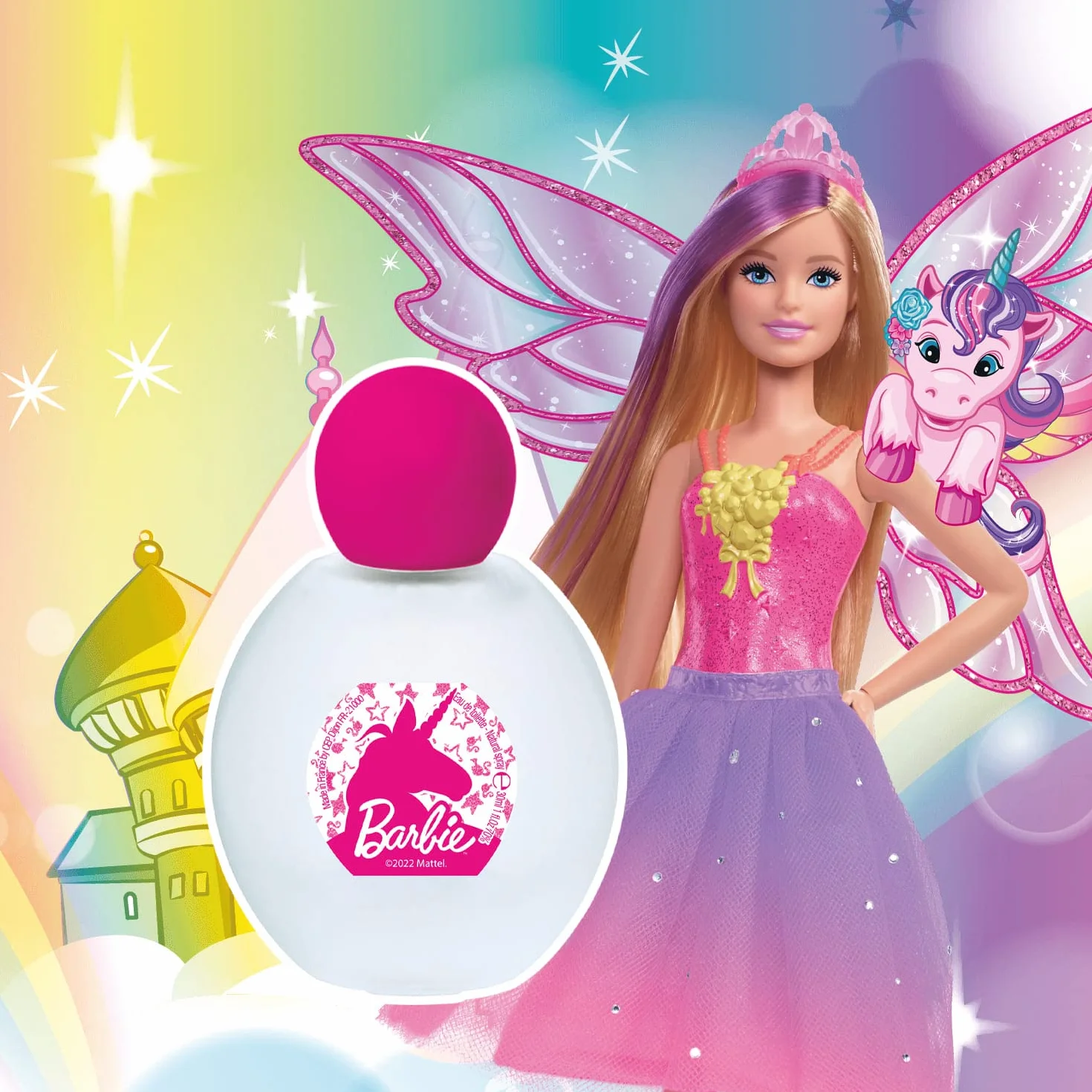 BARBIE - Set di profumi Eau de Toilette per bambini, 30 ml, spray profumato per corpo e capelli, 100 ml, profumo floreale e fruttato