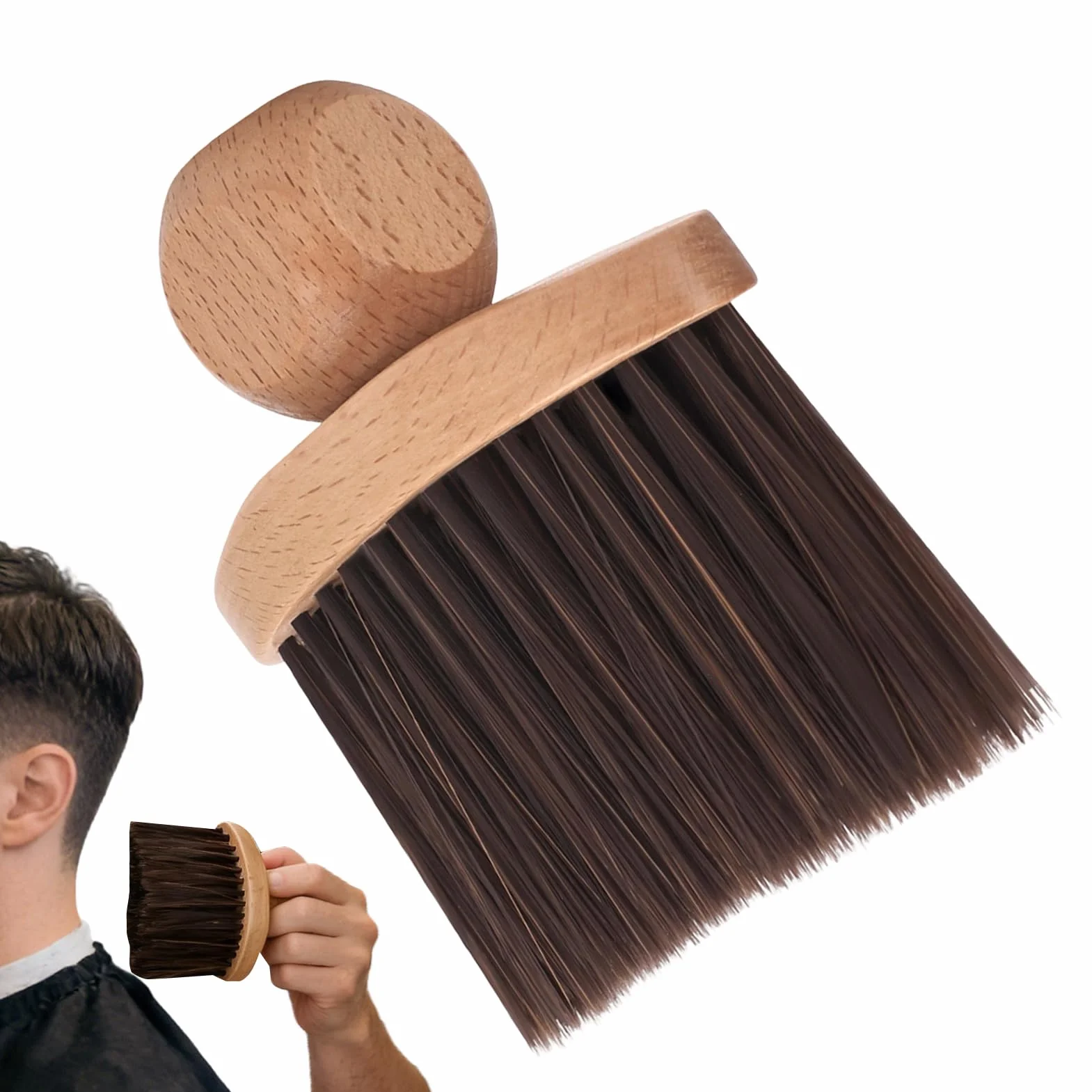 Spazzola per collo da, con setole morbide, spazzola per spolverare i capelli con manico in legno, per barbieri, saloni di bellezza, case residenziali, appartamenti, parrucchieri, uomini