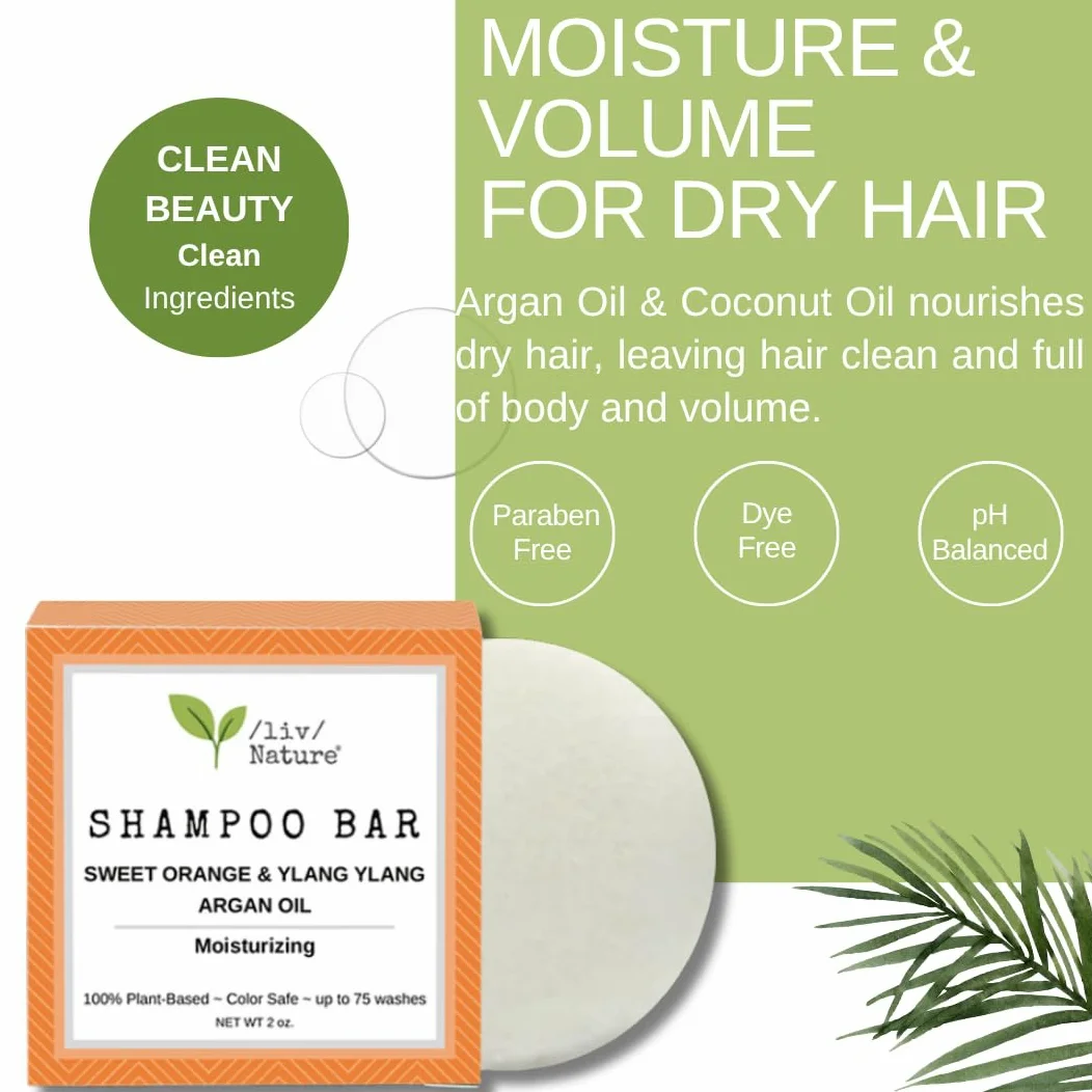 /liv/Nature- Shampoo Bar | Volume e idratazione per capelli secchi | Olio di Argan, Arancia Dolce, Ylang Ylang | Travel Essen
