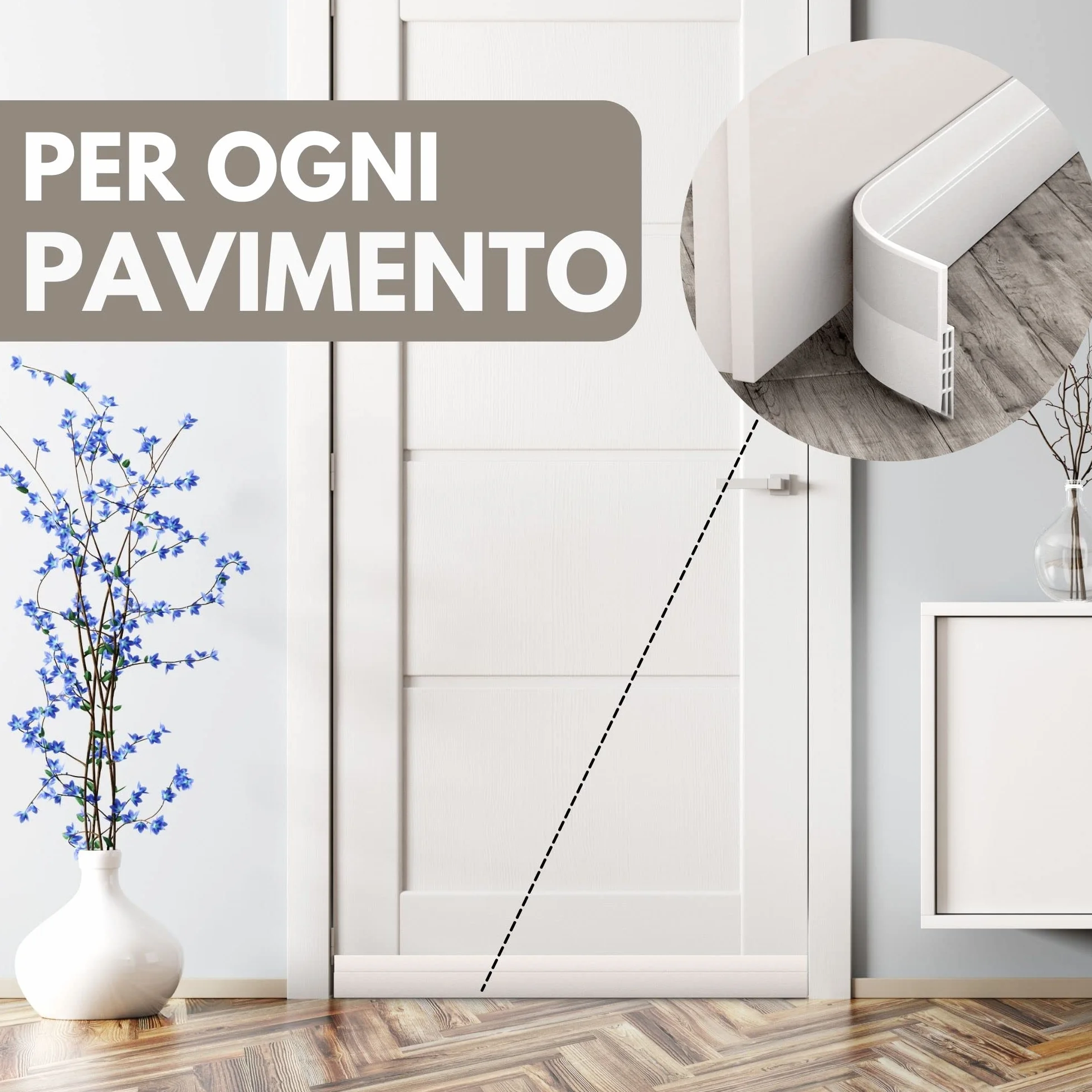 Vellure Paraspifferi Porta Blindata - Paraspifferi Sottoporta Premium, 1x Bianco, Przeciwdźwiękowy, Przeciwzimny