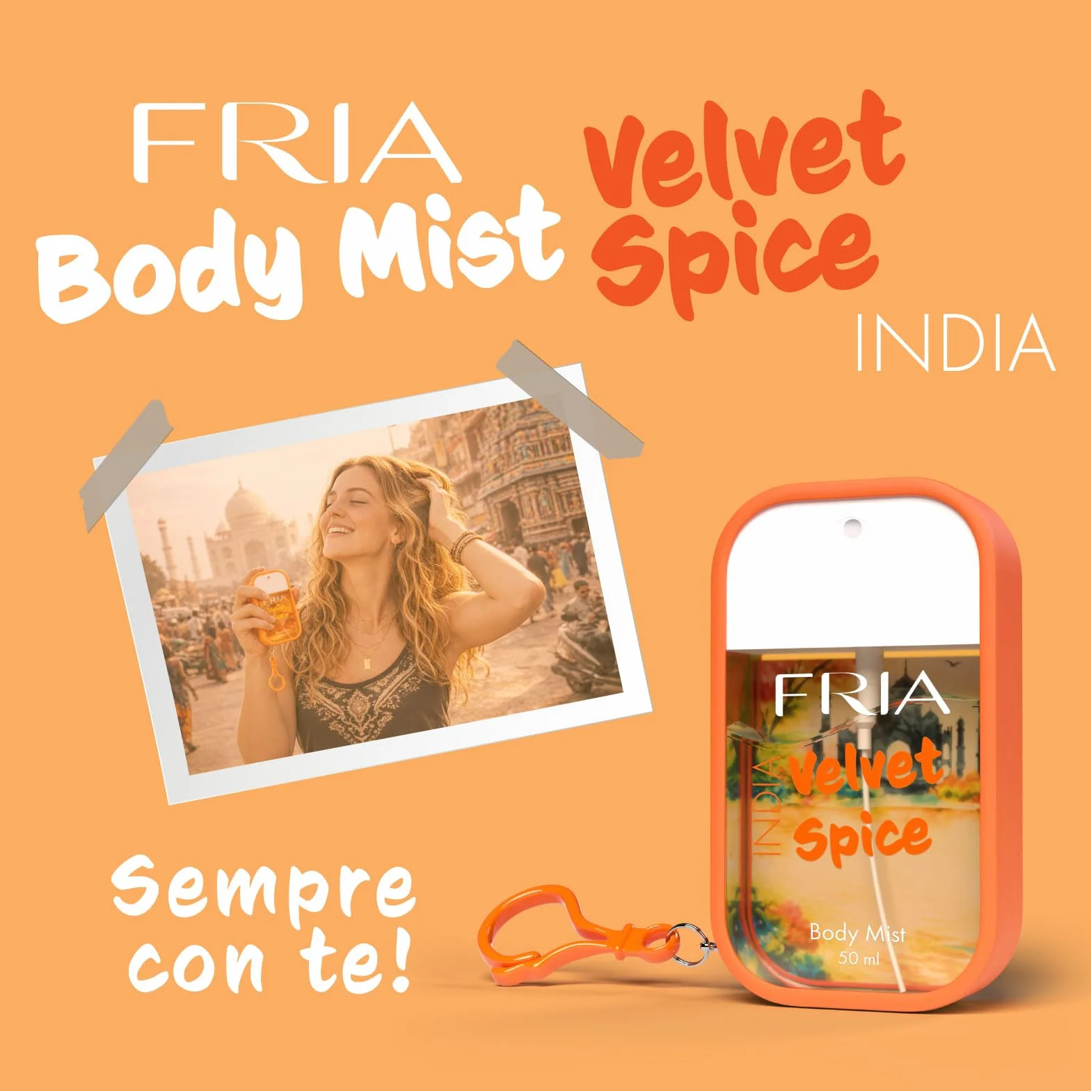 Fria Body Mist, Acqua Profumata Uomo e Donna, Fragranza Velvet Spice Speziata con Cardamomo, Zafferano e Vaniglia, Spray Corpo, 50 ml